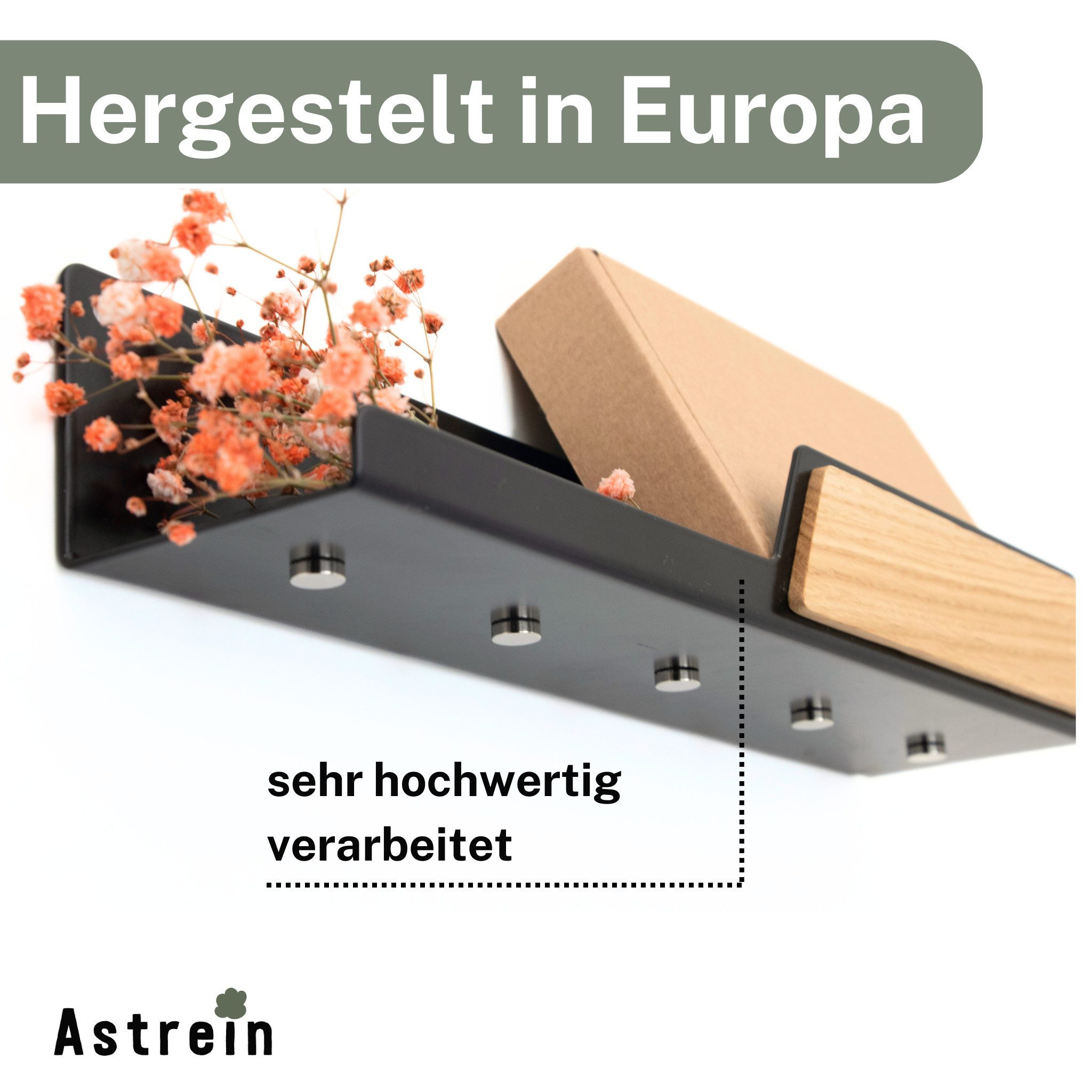 Astrein Schlüsselbrett Magnetisch, Schlüsselboard, Eiche, Schlüsselhalter mit Ablage