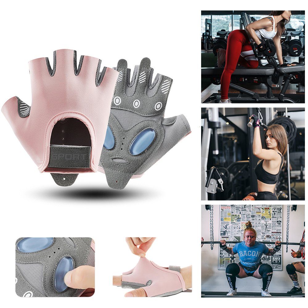 Gym Bodybuilding Handschuhe LAPA Fahrradhandschuhe HOME Workout Rutschfeste Fingerlose Krafttraining Damen Trainingshandschuhe Fitness für Silikon, Paar) Sporthandschuhe (Atmungsaktiv, Kraftsport