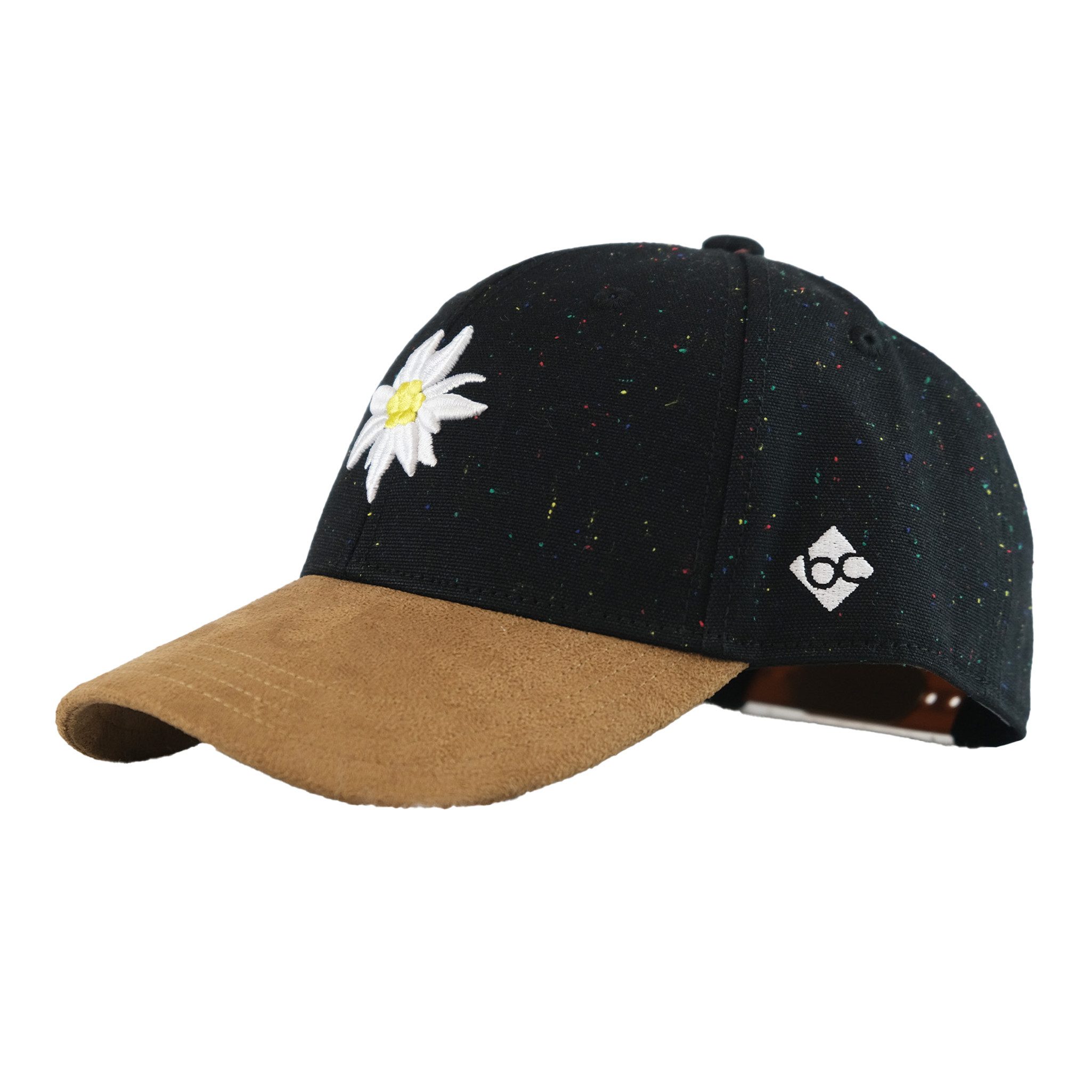 Baseball Cap Bavarian Caps Cap "Edelweiß Konfetti" - schwarz (Curved) one size