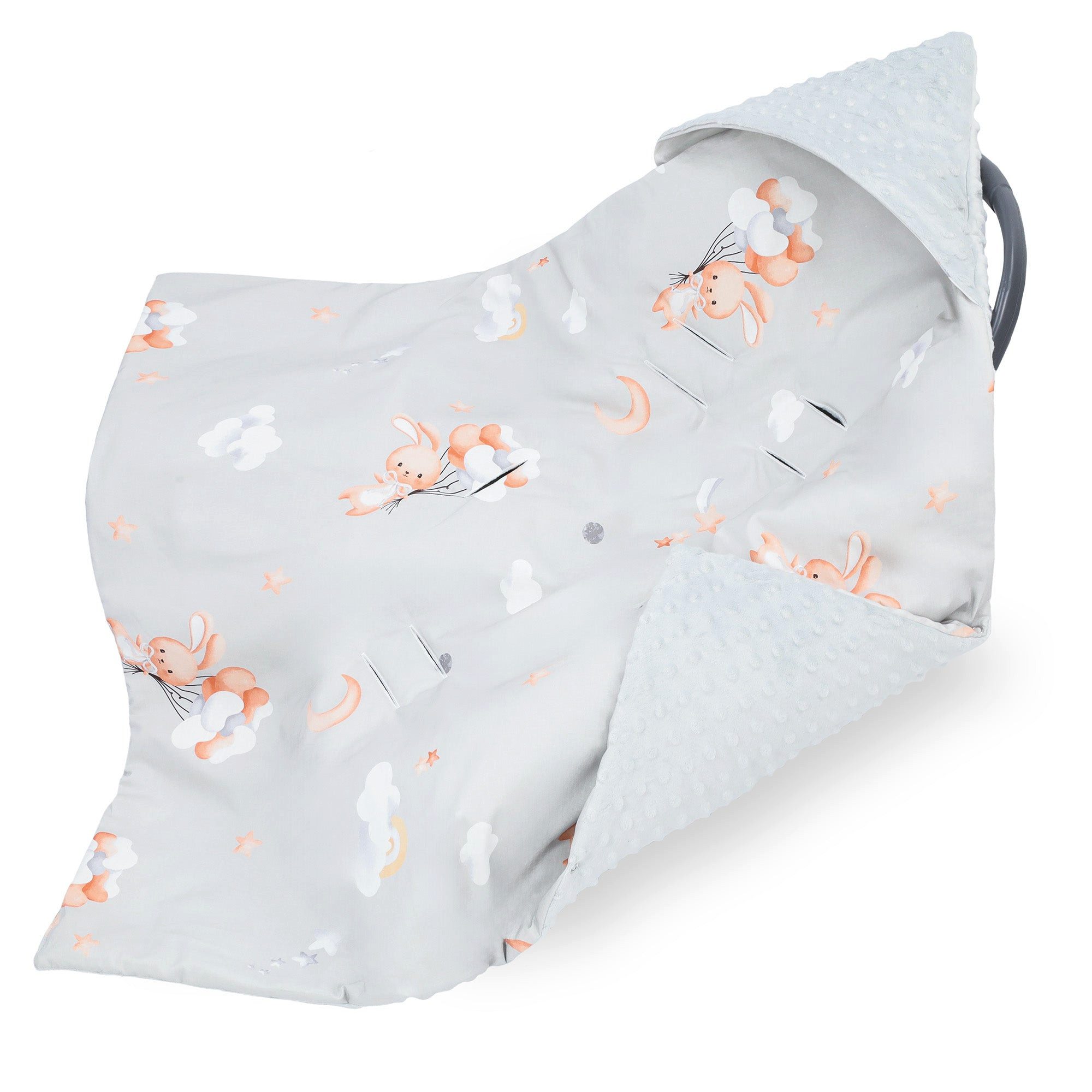 Einschlagdecke Einschlagdecke Babyschale 90x90 cm Winter Kaninchen