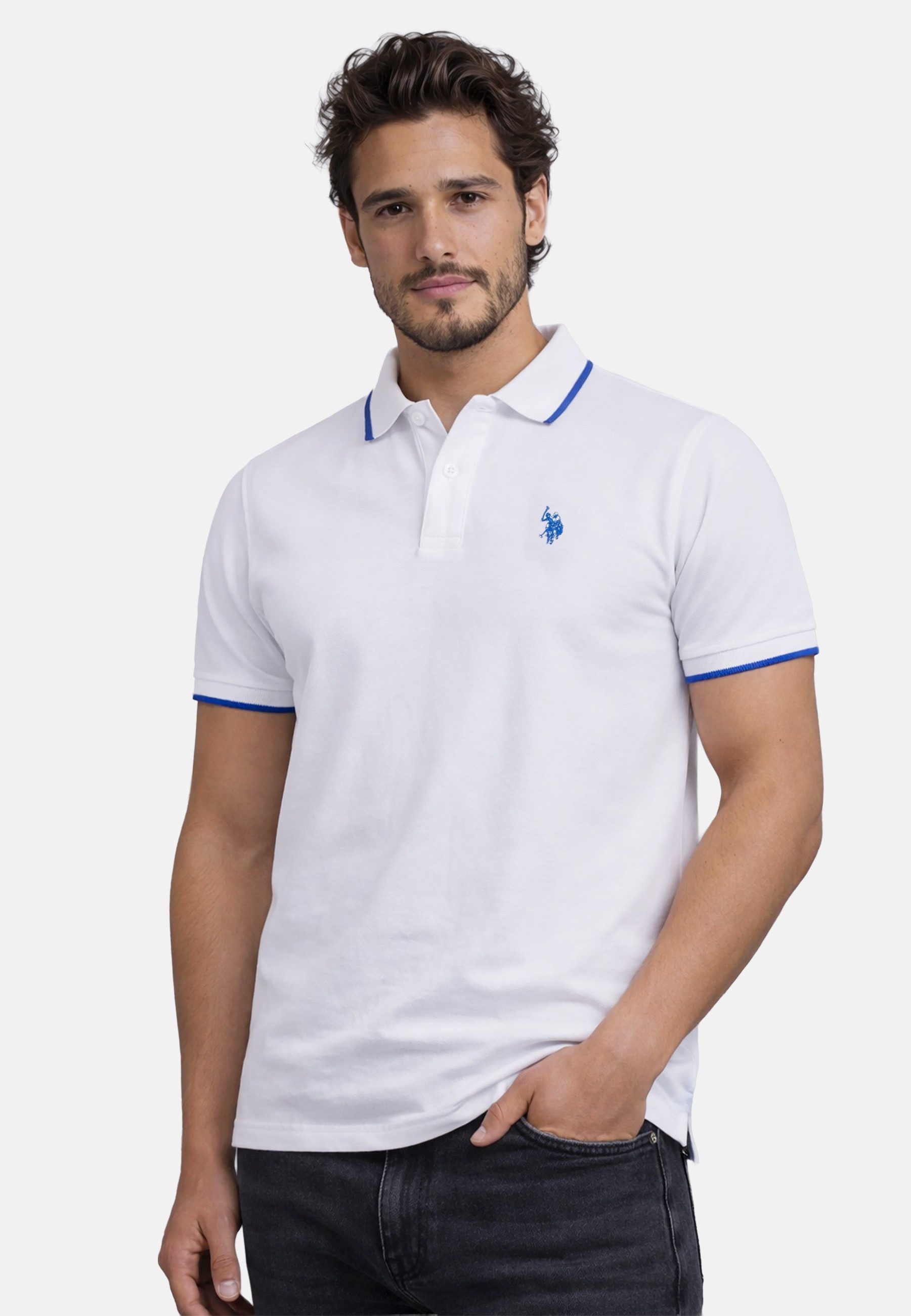 Poloshirt USTristaan Klassisches Shirt mit Knopfleiste und Logostickerei