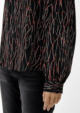 QS Langarmbluse Bluse mit abstraktem Muster Zierborte