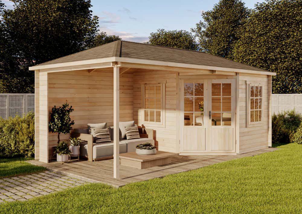Alpholz Gartenhaus Holz 5-Eck Mosel, BxT: 650x325 cm