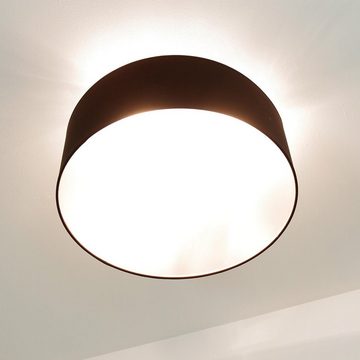 Licht-Erlebnisse Deckenleuchte PIA, ohne Leuchtmittel, Runde Deckenlampe Stoffschirm Braun blendarm Wohnzimmer Schlafzimmer