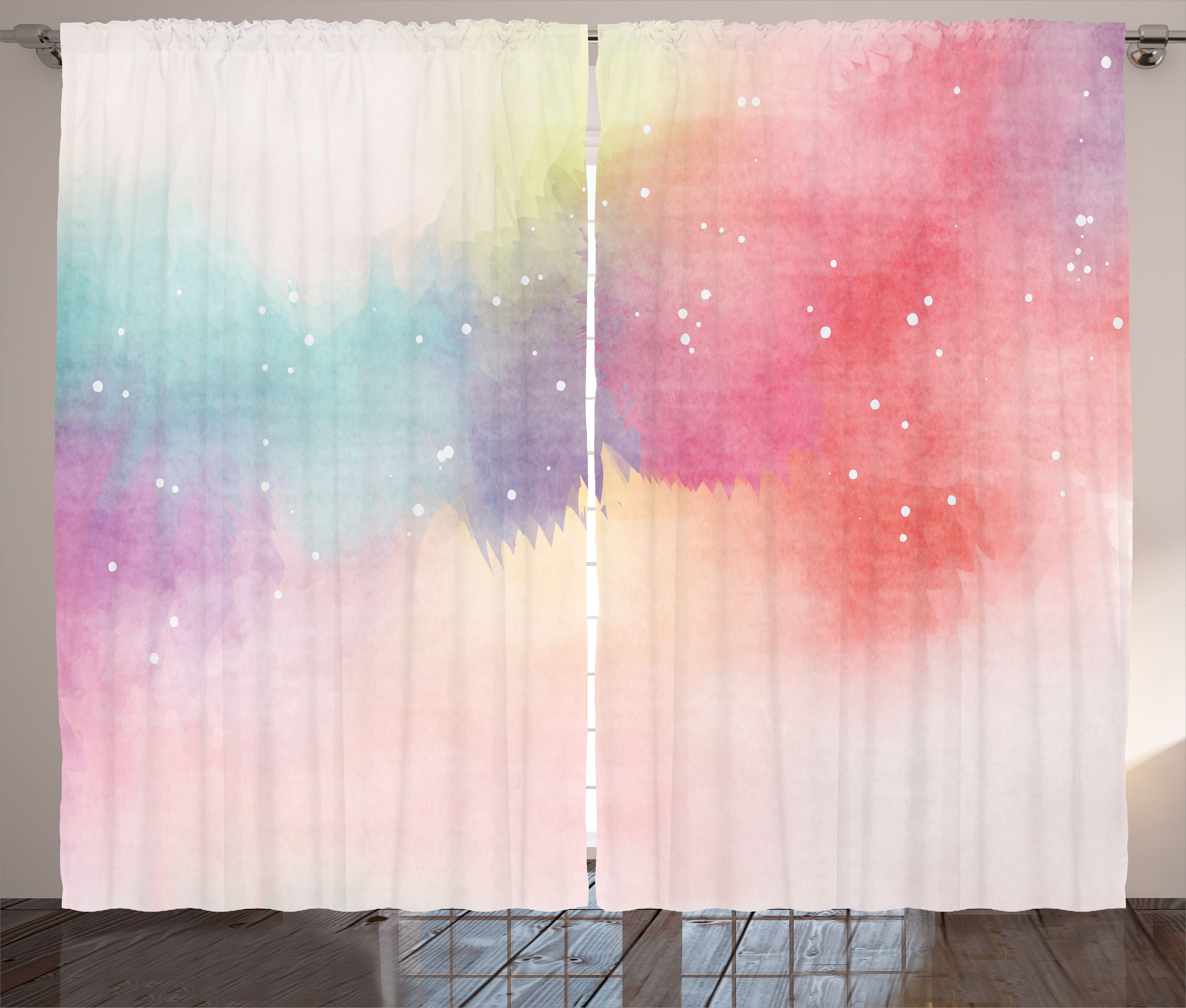 Gardine Schlafzimmer Abstrakt Abakuhaus, und Vorhang Digital Bunt Paint Kräuselband mit Schlaufen Haken