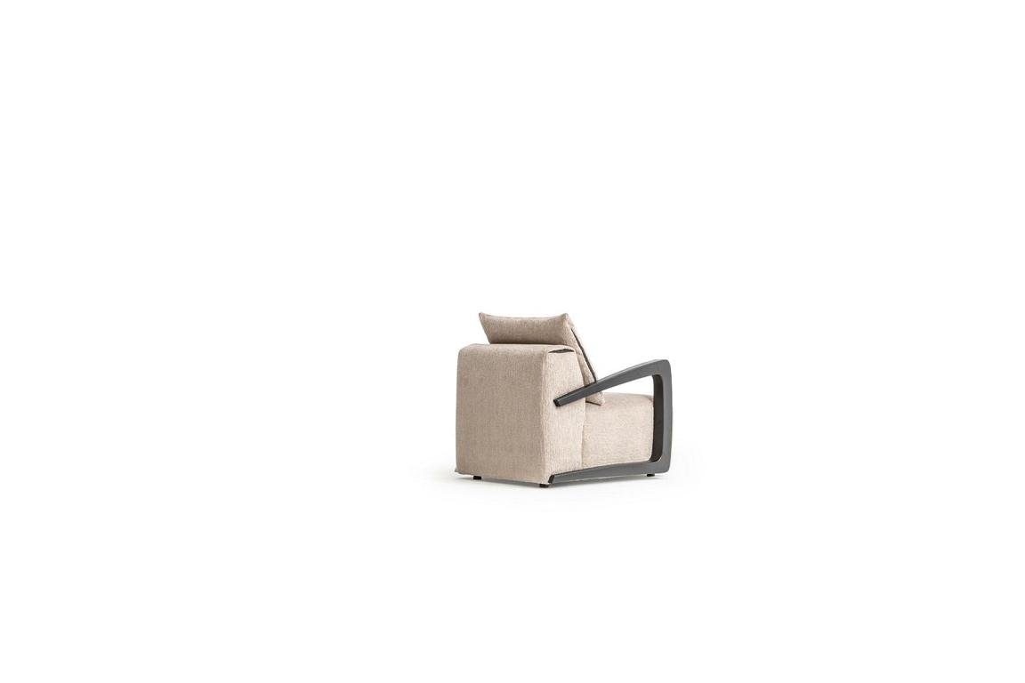 Modern Wohnzimmer-Set L-Form 3tlg, in Taupe Made Sessel), Wohnzimmer Ecksofa Polstermöbel Set + Europe Sofa L-Form 3 Sitzer + JVmoebel (Nur