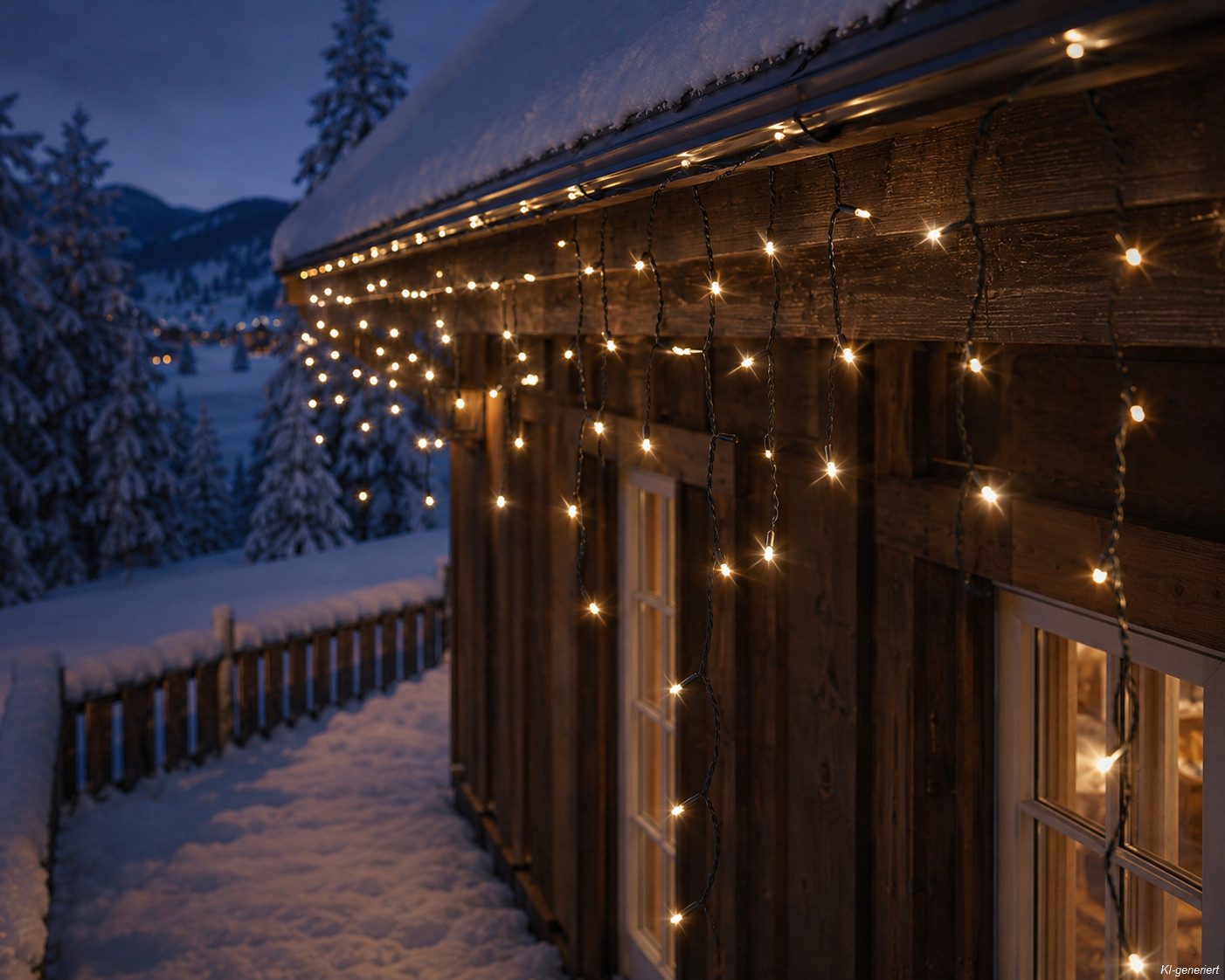 Lumineo LED-Lichterkette Lumineo Lichtervorhang ICICLE TWINKLE 490 LED 20 m warm weiß, schwarz, 8 Twinkle-Effekte, 8h-Timer, Indoor/Outdoor, + 5 m Zuleitung – Bild 3 von 5
