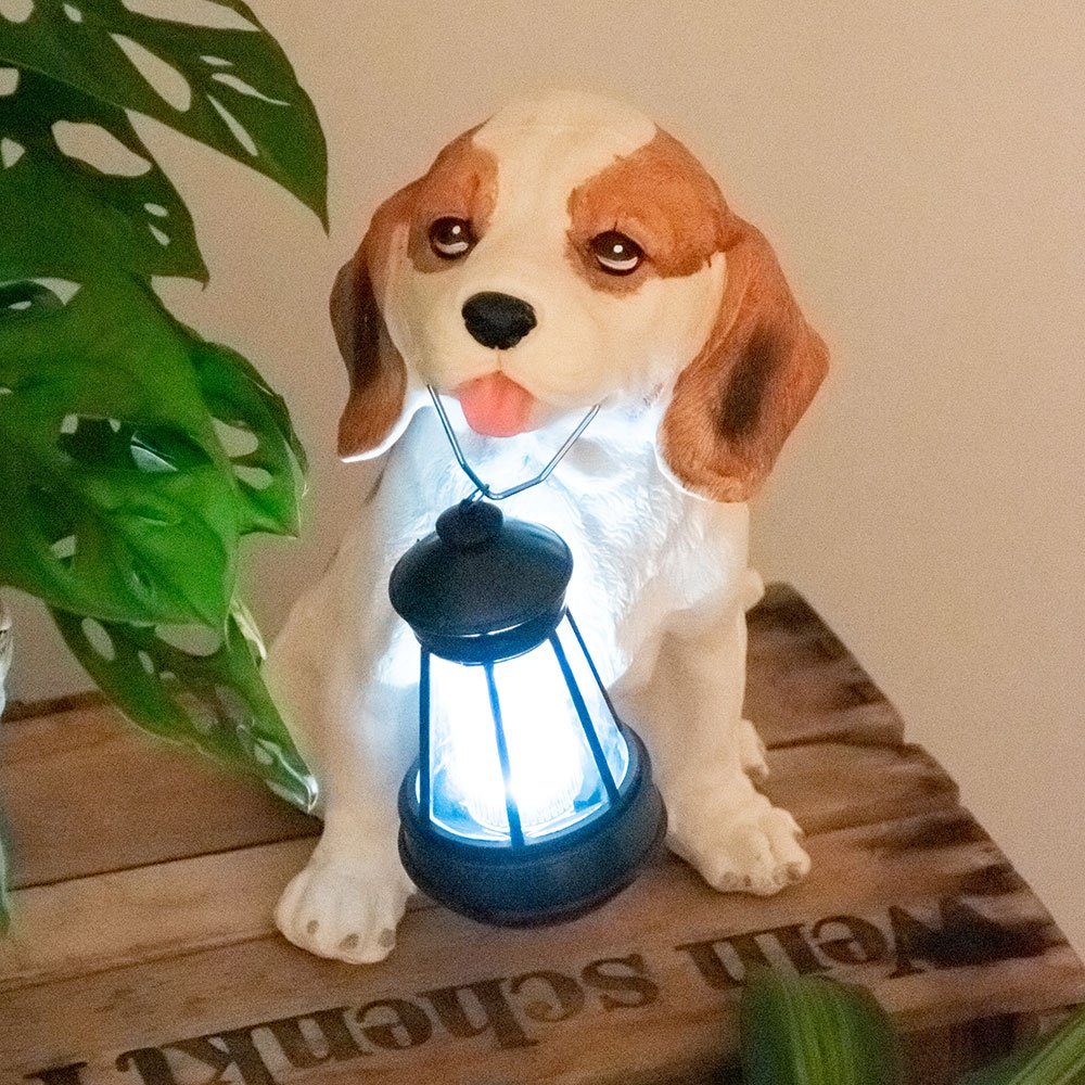 GLOBO LIGHTING LED Dekofigur, LED-Leuchtmittel fest verbaut, Warmweiß, Solarleuchte Hund Garten Solar Dekoleuchte Solarlampe für
