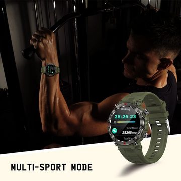 UHOOFIT Smartwatch (1,39 Zoll, Android iOS), Für Herren Wasserdicht mit Telefonfunktion Anrufen fitnessuhr sportuhr