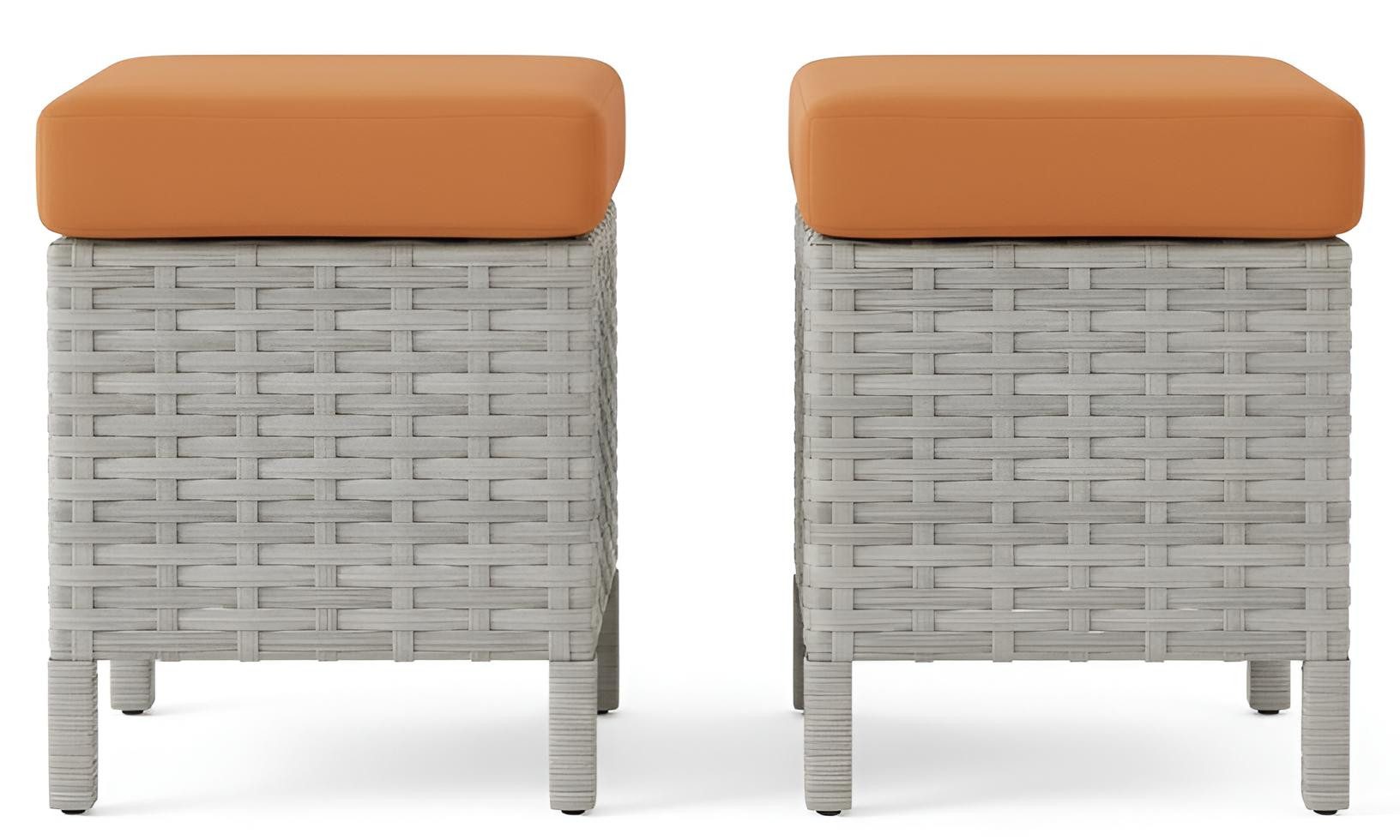 JVmoebel Hocker Hocker Sitzhocker Gartenhocker Poly Rattan Kissen Outdoor Möbel (2 St), Made in Europa
