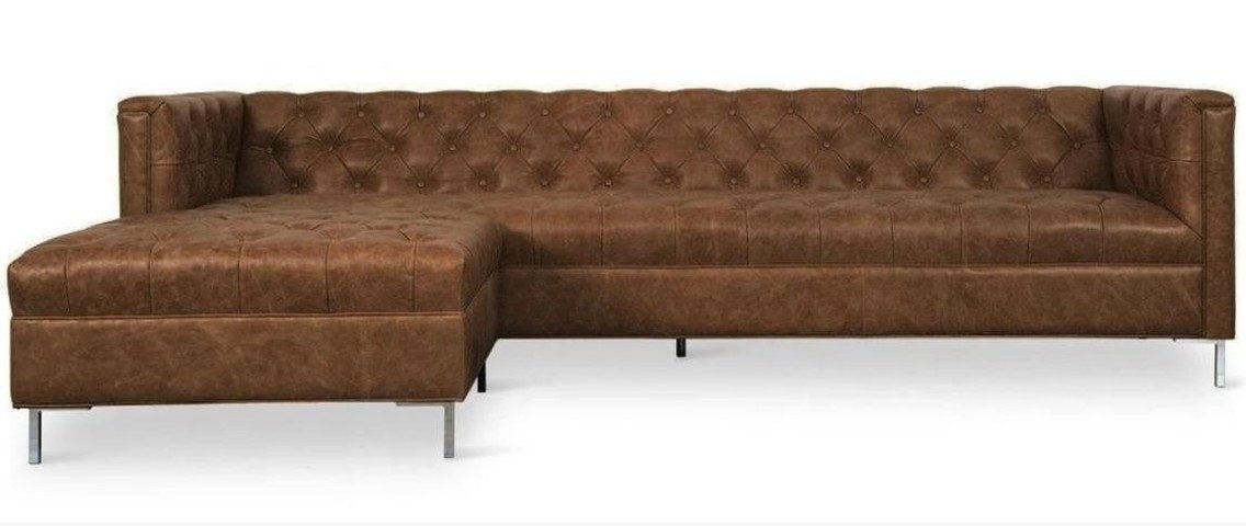 Xlmoebel Chesterfield-Sofa Braune Eckcouch im Western Stil - Polsterecke für Ihr Zuhause, 1 Teile, Made in Europa