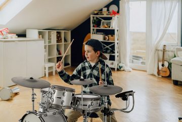 EFNOTE E-Drum Mini,elektronisches Schlagzeug, Set, mit Kopfhörer und Drumsticks