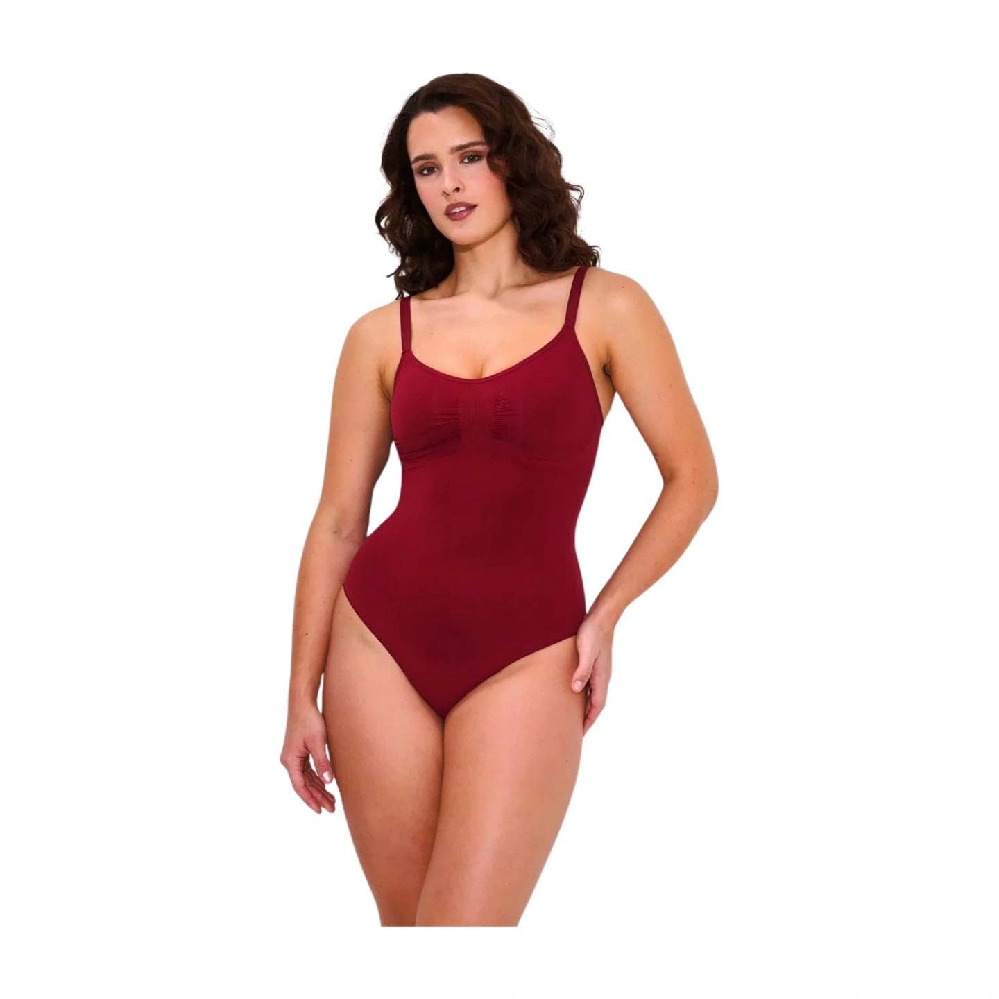 cfab by creamy fabrics Miederbody Bodysuit Sculpting Shapewear mit Slip-Wine Red-5XL (1-tlg) Figurformend
