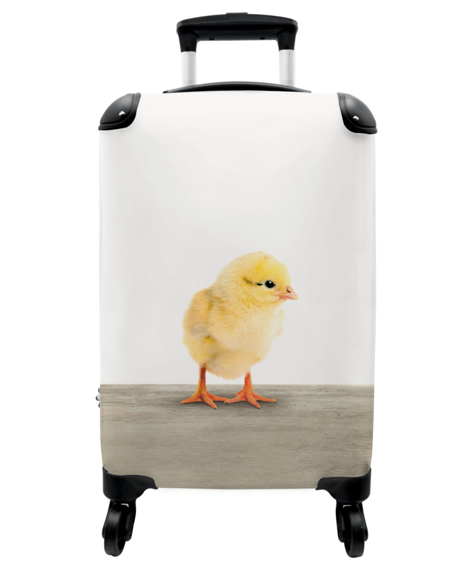 NoBoringSuitcases.com© Kinderkoffer 55x35x20cm Kleines Huhn - Gelb - Kinder, 4 Rollen, Reisetasche mit rollen, Handgepäck für Ferien, Kindertrolley, Koffer