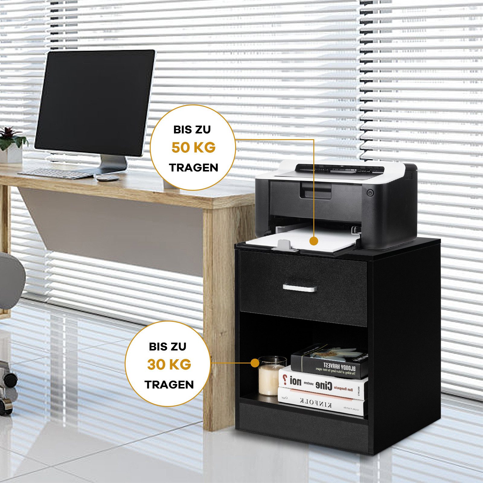 COSTWAY Nachttisch (1-St), mit Schublade und offenem Fach, 45x42,5x55cm, sc günstig online kaufen