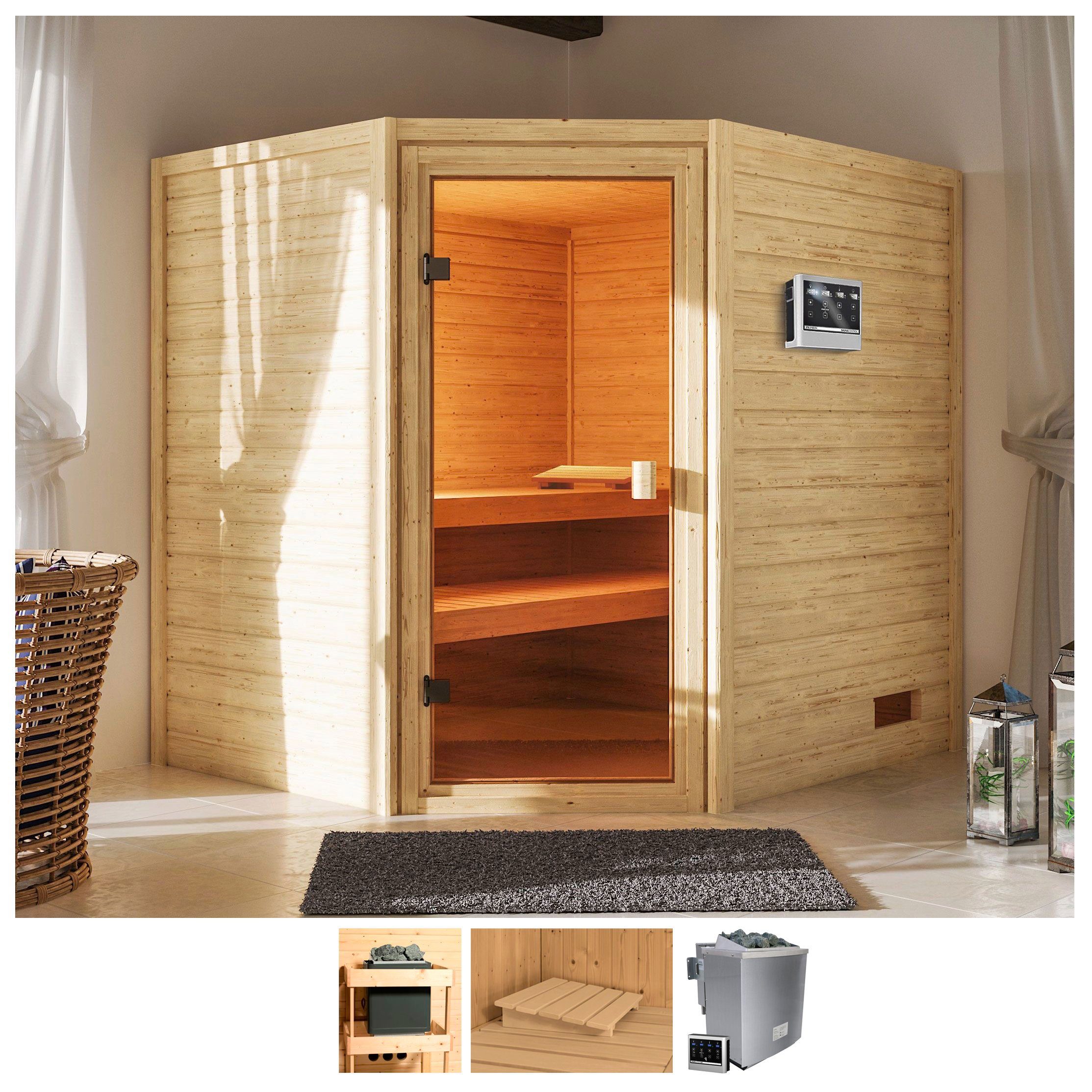 welltime Sauna Trixi, BxTxH: 195 x 169 x 187 cm, 38 mm, 4,5-kW-Bio-Ofen mit ext. Steuerung