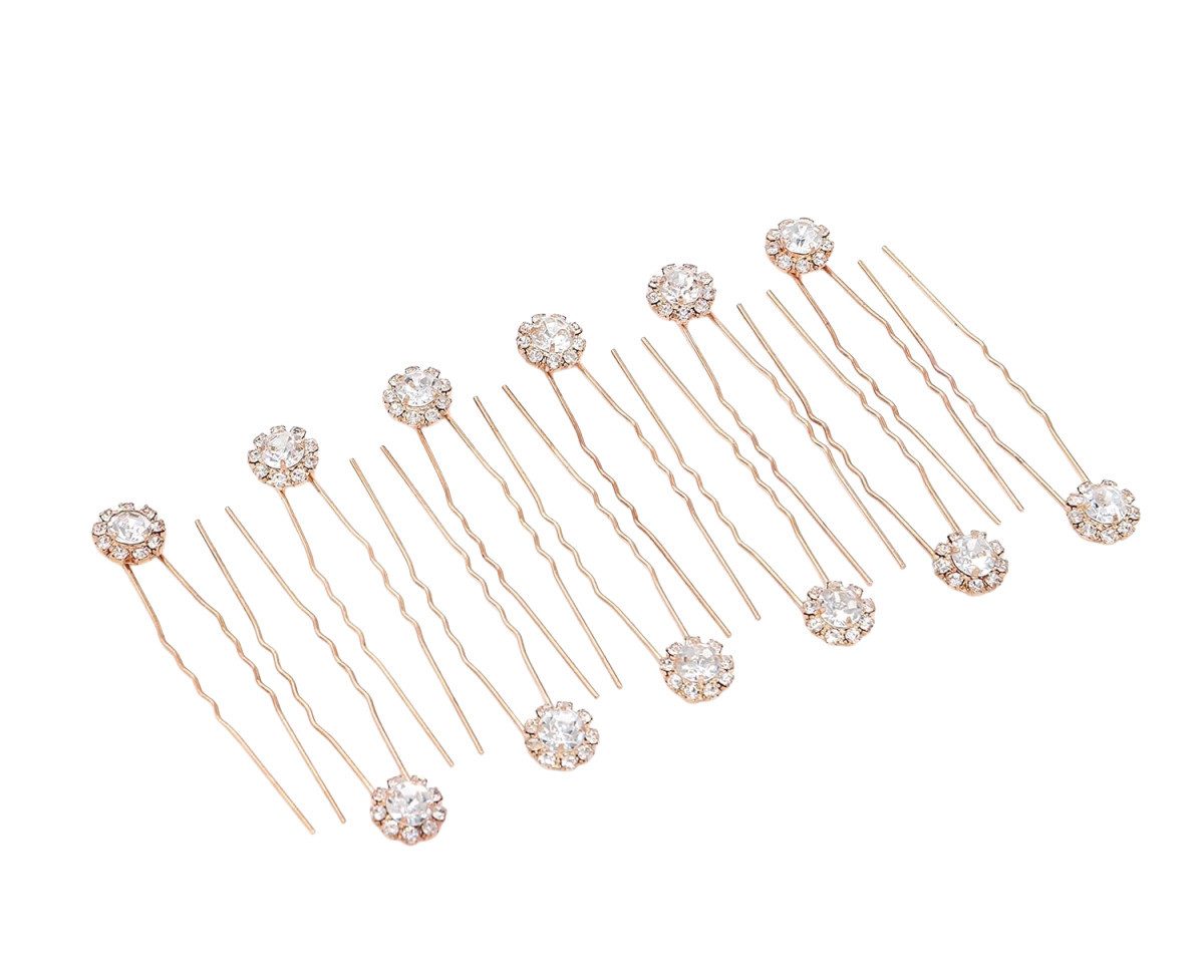 Bomiclss Haarspange 12 Stück Hochzeit Haarschmuck Set, Blumen Perlen Braut Haarnadeln, 12-tlg., Haarnadeln, U-förmig für Damen Mädchen