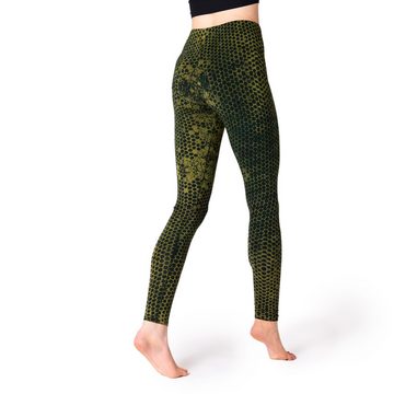 PANASIAM Leggings Unikat Batik Leggings mit Wabendesign moderner Stil lange Gym Leggings handgefertigt aus bequemer natürlicher Viskose für Yoga Sport Fitness