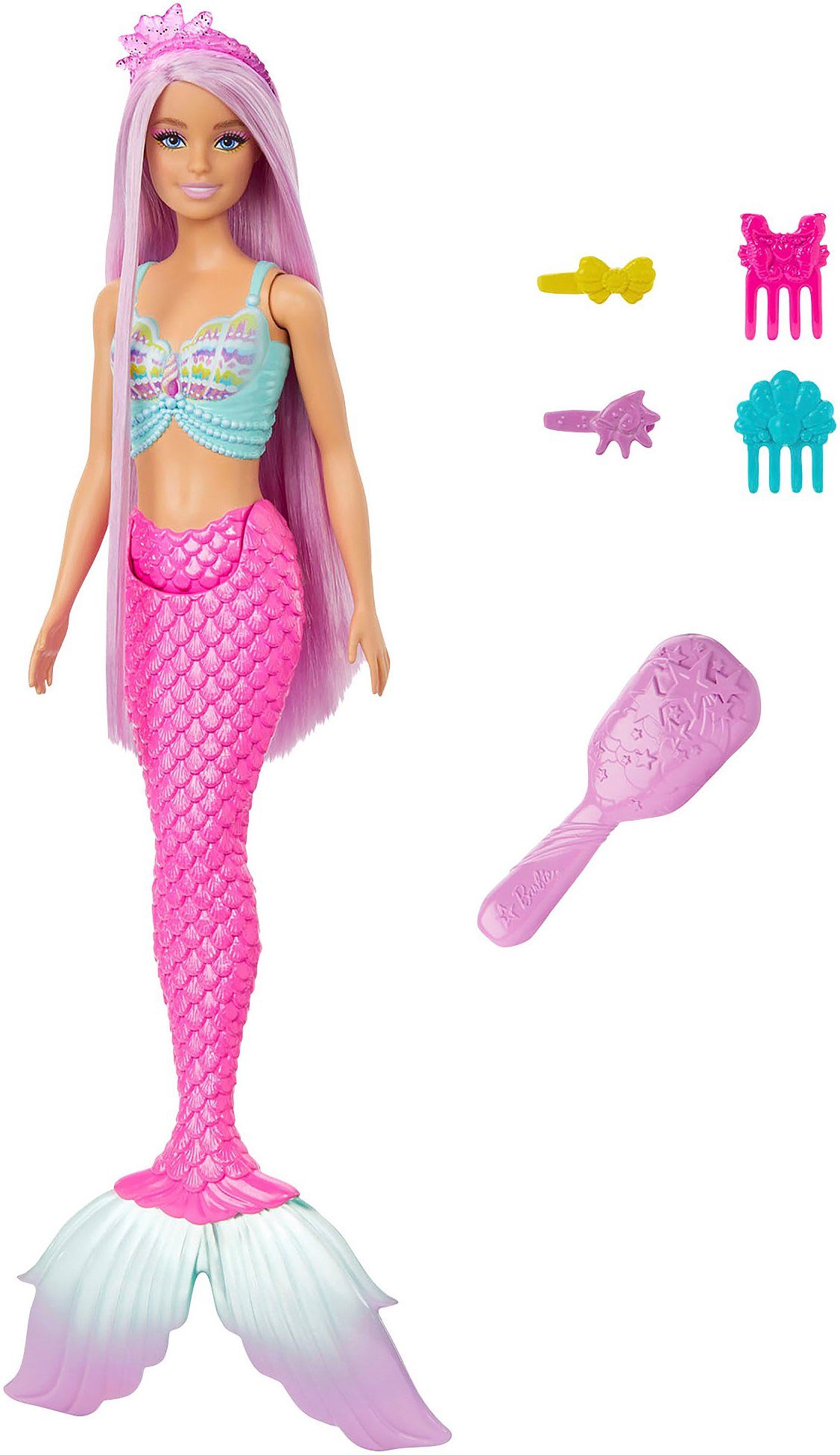 Barbie Meerjungfrauenpuppe Meerjungfrau mit langem rosafarbenem günstig online kaufen