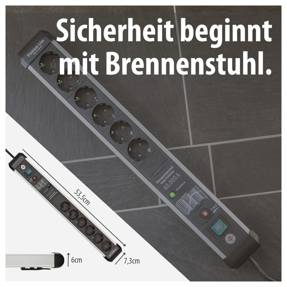 Brennenstuhl Brennenstuhl 1391010601 Überspannungsschutz-Steckdosenleiste Silber, Steckdosenleiste (Kabellänge 5.00 m) – Bild 4 von 5