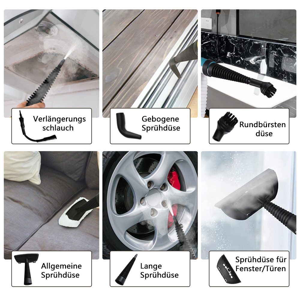 TUWENA Dampfreiniger Dampfreiniger, Tragbar Druckdampfreiniger Handheld mit 9 Zubehörteilen, Handdampfreiniger für Zuhause für Entfernt Schmutz und Fett, für Alles