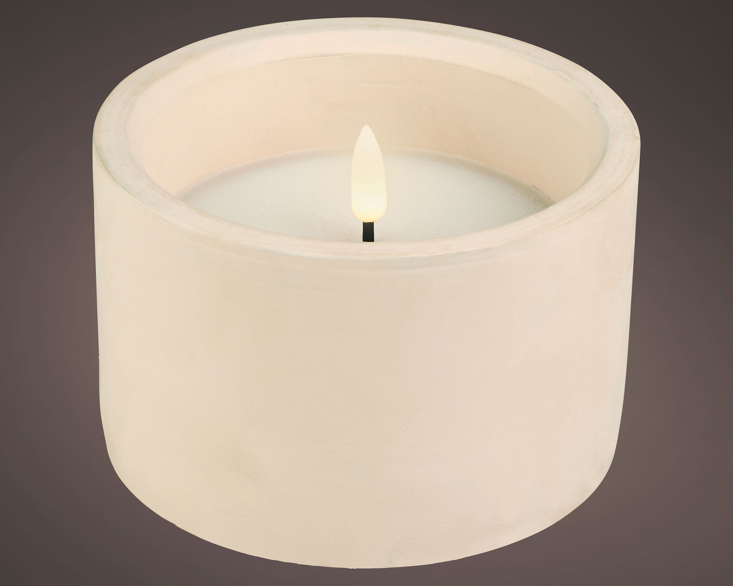 Lumineo LED-Kerze, LED Kerze mit Timer 12x8cm Wachs Beton Weiß / Warmweiß günstig online kaufen