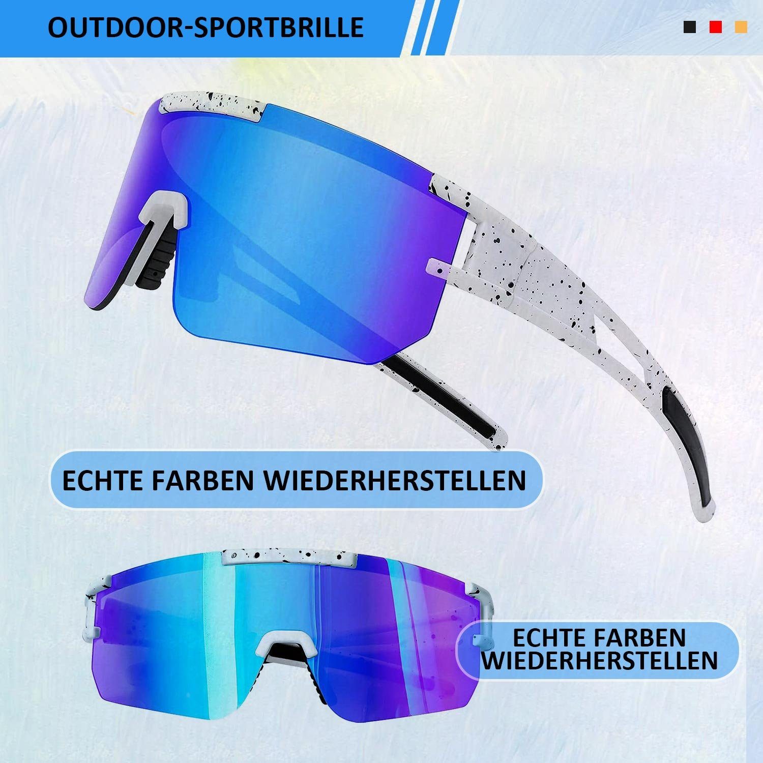 MAGICSHE Fahrradbrille Polarisierte Schwarz Maximaler Schutz Sonnenbrille, UV400