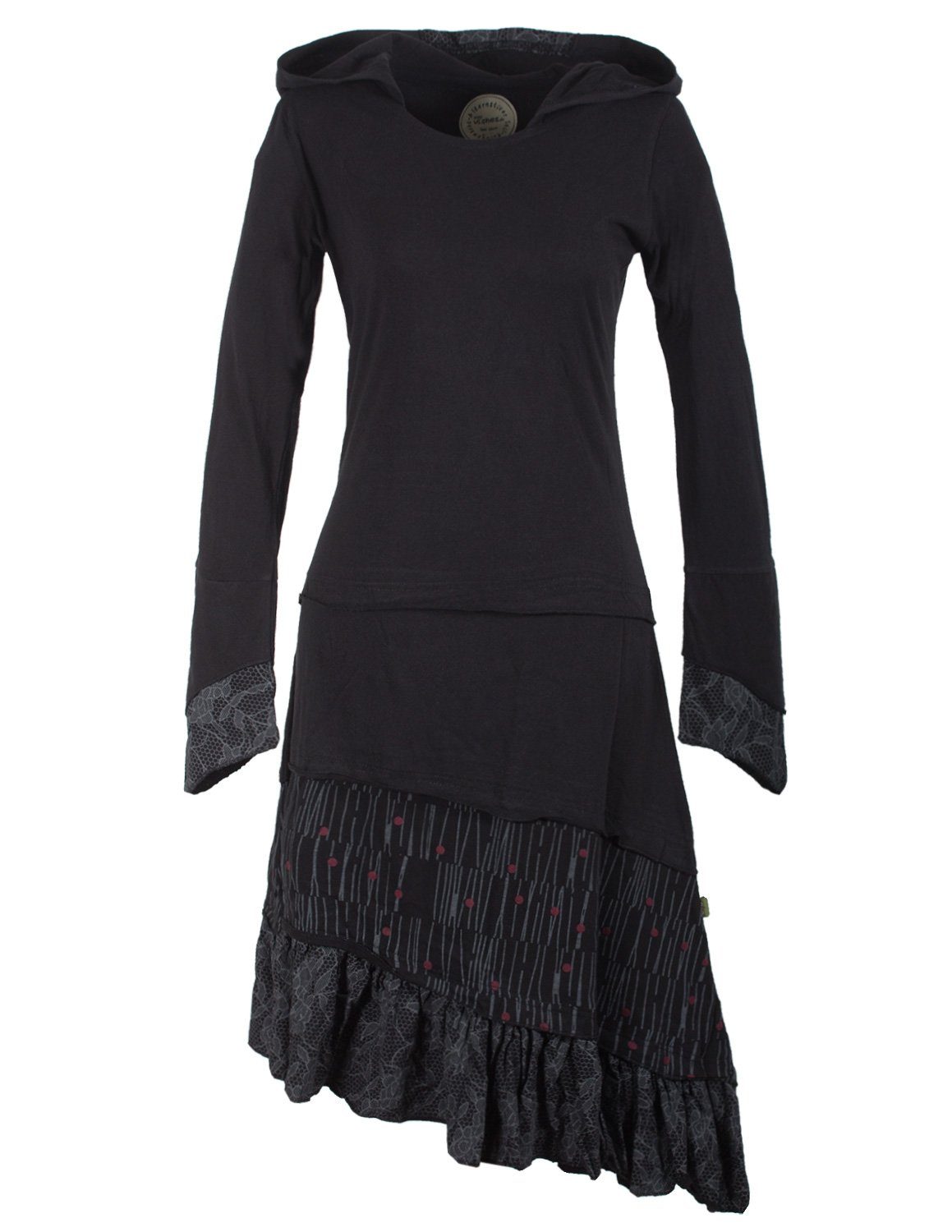 Vishes Jerseykleid Lagenlook Patchworkkleid mit Zipfelkapuze, günstig online kaufen