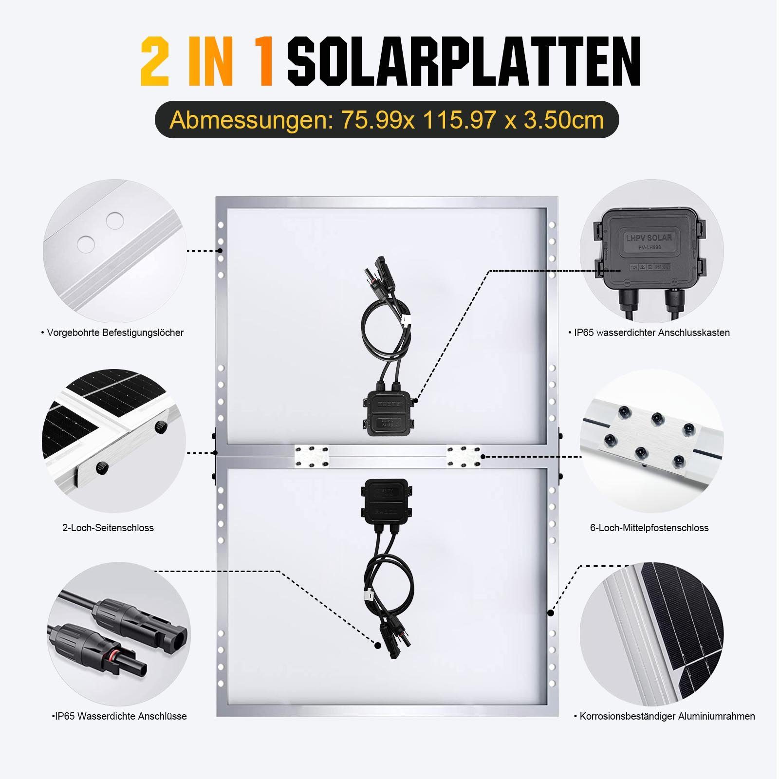 GLIESE Solarmodul 400W Solarpanel, 60A 10AWG Laderegler, Solarkabel Solar