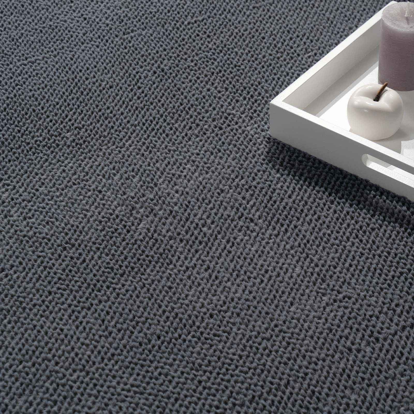 TaraCarpet Teppich Teppich Tiber in Hasenfelloptik uni Bubbels, rechteckig, Höhe: 14 mm, Hasenfell Bubbles anthrazit Wohnzimmer Schlafzimmer Esszimmer 080X150