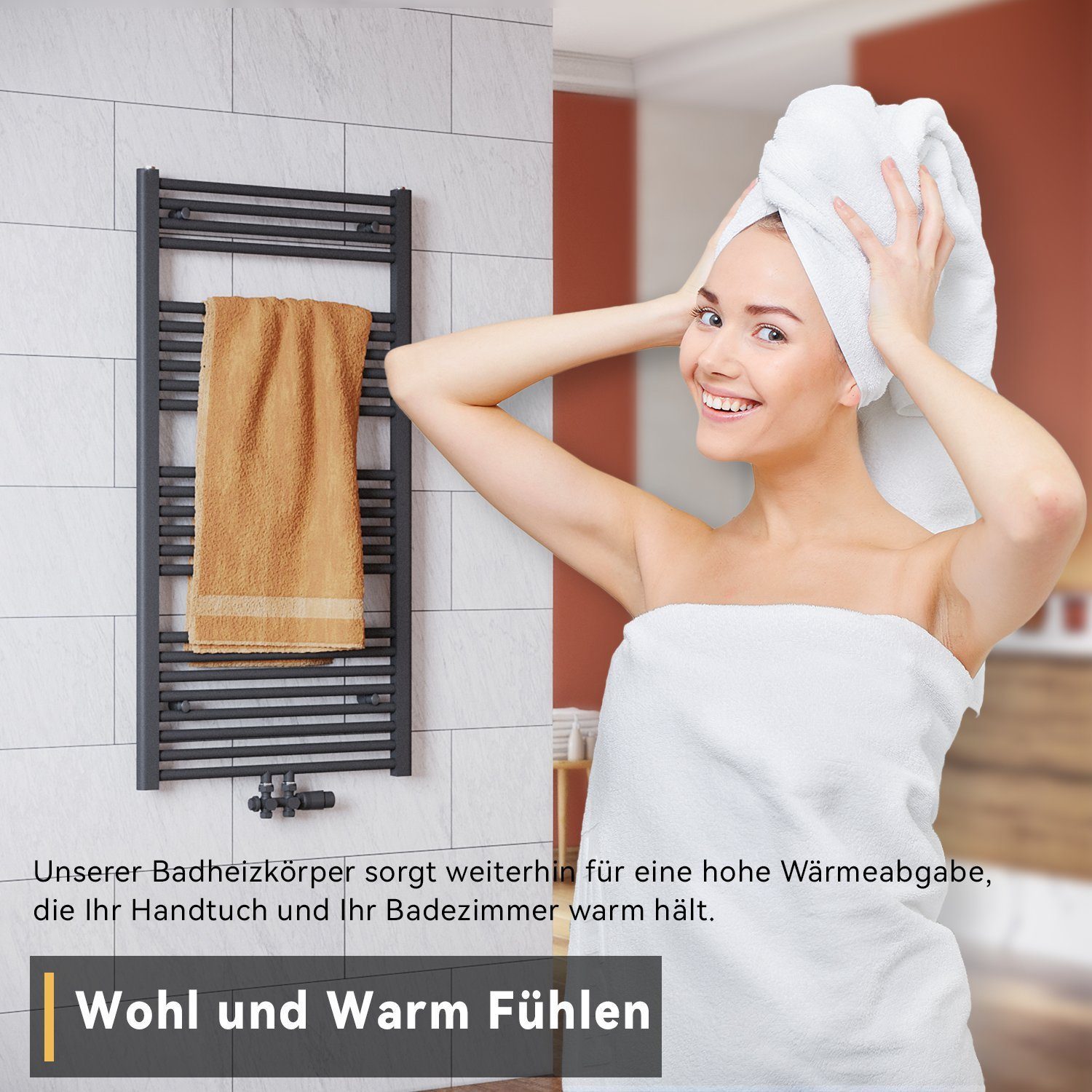 SONNI Elektro-Heizkörper Badheizkörper Handtuchtrockner Handtuchwärmer Weiß, Heizkörper badzimmer,SPCC,Handtuchwärmer,Badheizkörper