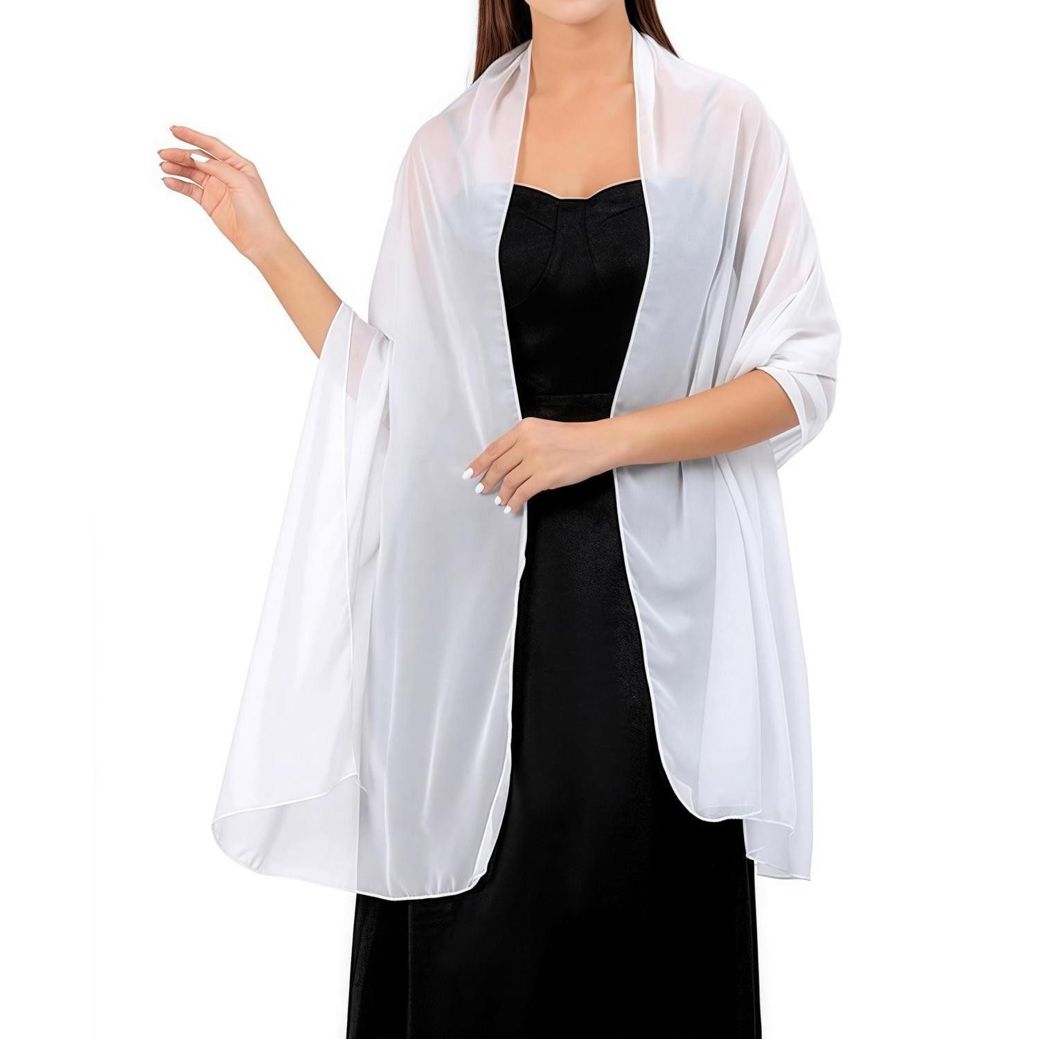 LuxusKollektion Handtuch Damen Schal Chiffon Weiß, (1-St)