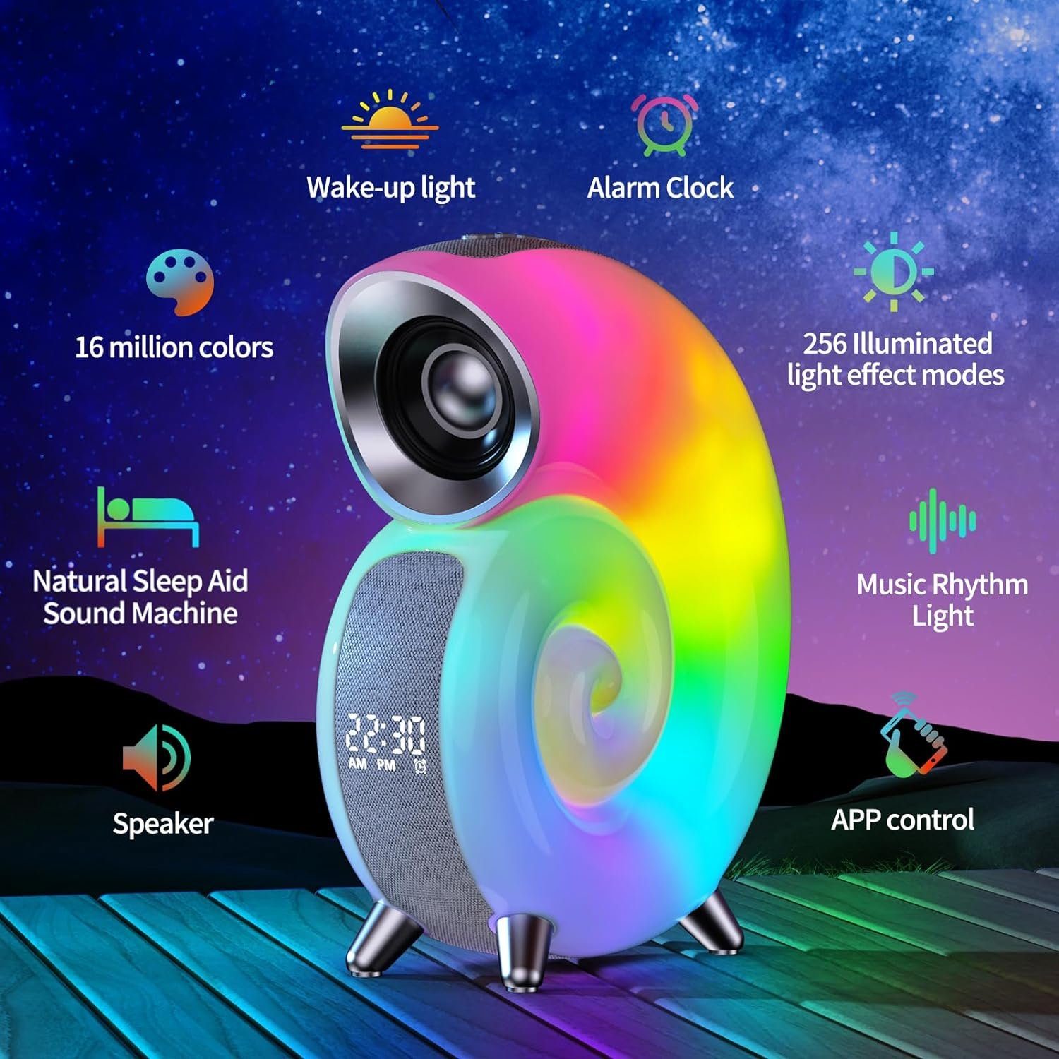 Bluetooth-Lautsprecher, Schlaflichter mit Nachtlicht,Atmosphärenlampe DOPWii Lautsprecher,App Musik, Bluetooth Steuerung, Nachtlicht
