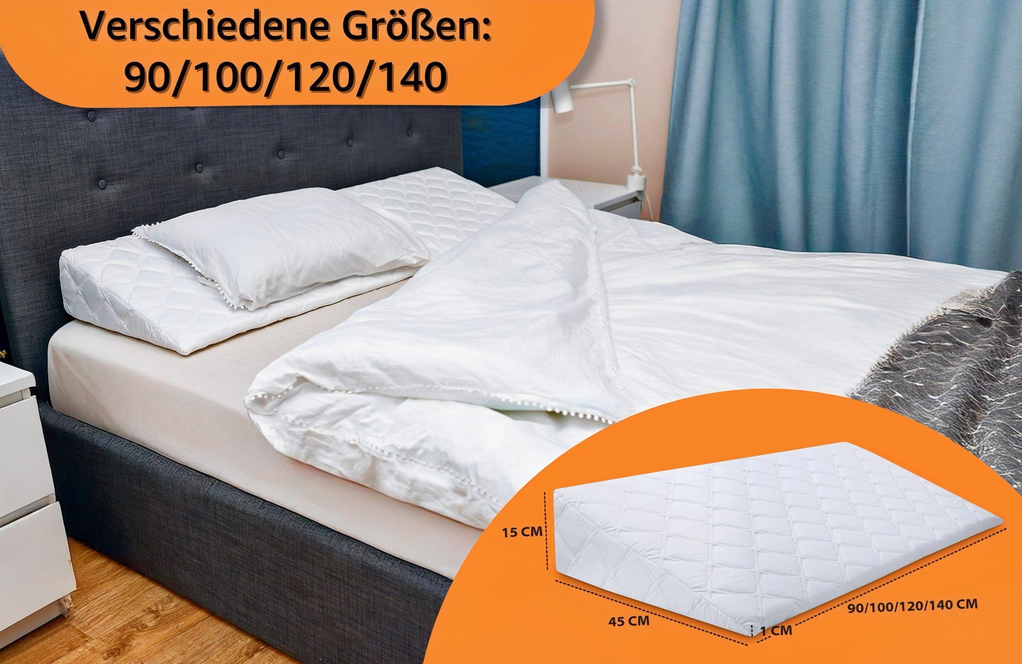 Amazinggirl Keilkissen Bett und Sofa Rückenkissen Kopfteil - Schaumstoff mit Bezug Kissen