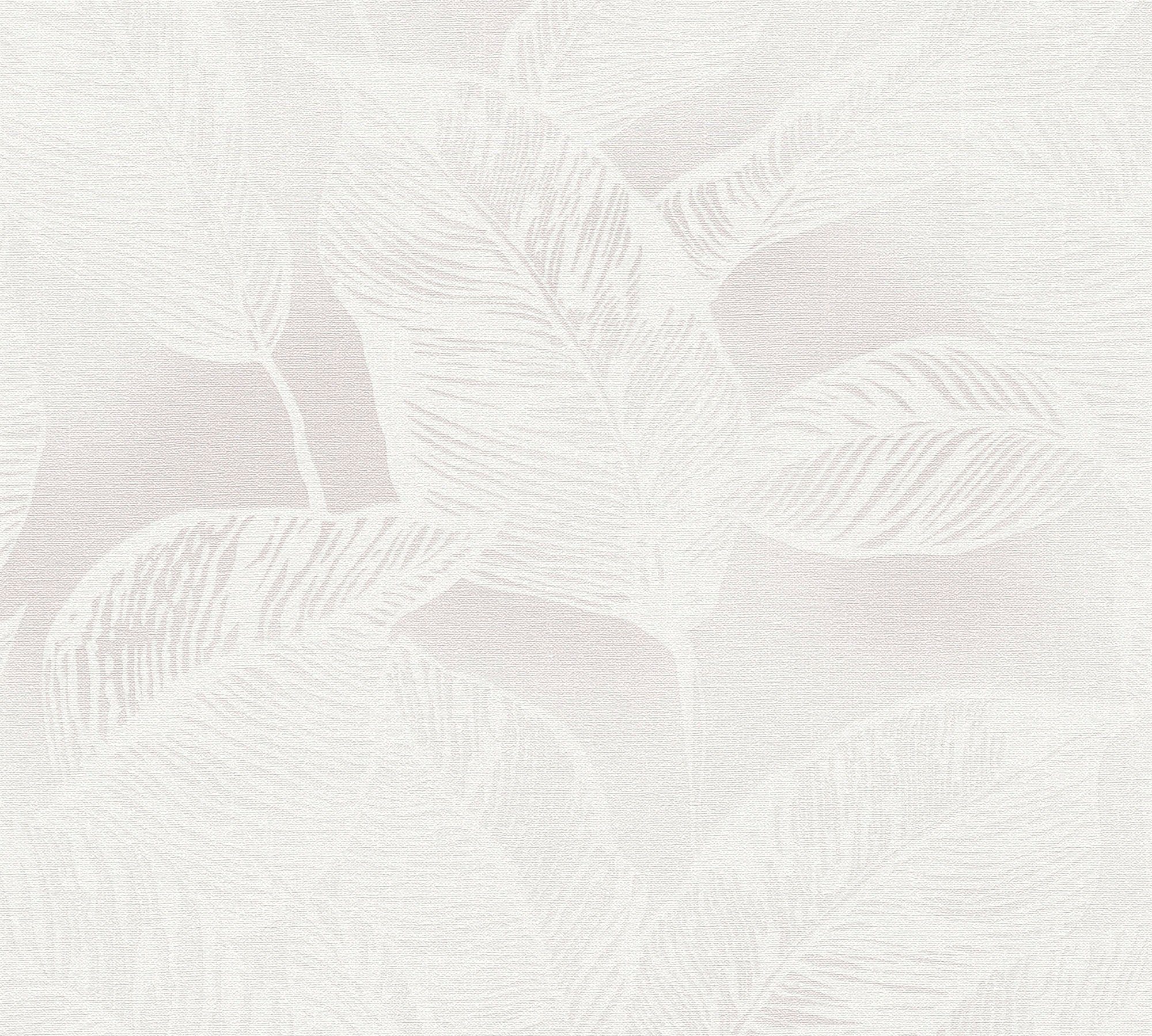 Weiß,Grau Vlies, Pflanzen, Tapete leicht Wand matt, Blätter, Vliestapete Création St), strukturiert, (1 A.S. Natural Vlies, Living