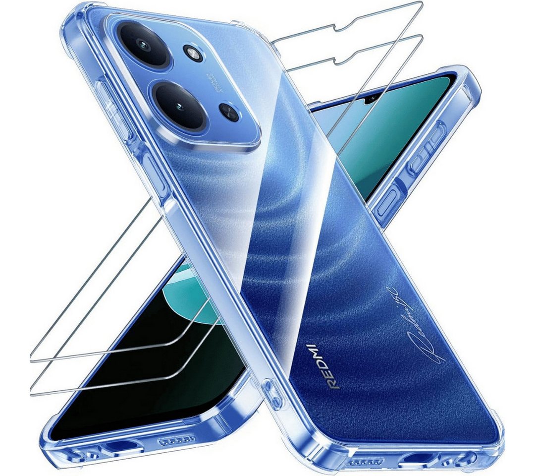 SmartUP Smartphone-Hülle + 2X Schutzglas für Xiaomi Redmi 15C 5G Panzerfolie Display Case 9H 6,8 Zoll, kompletter Rundumschutz