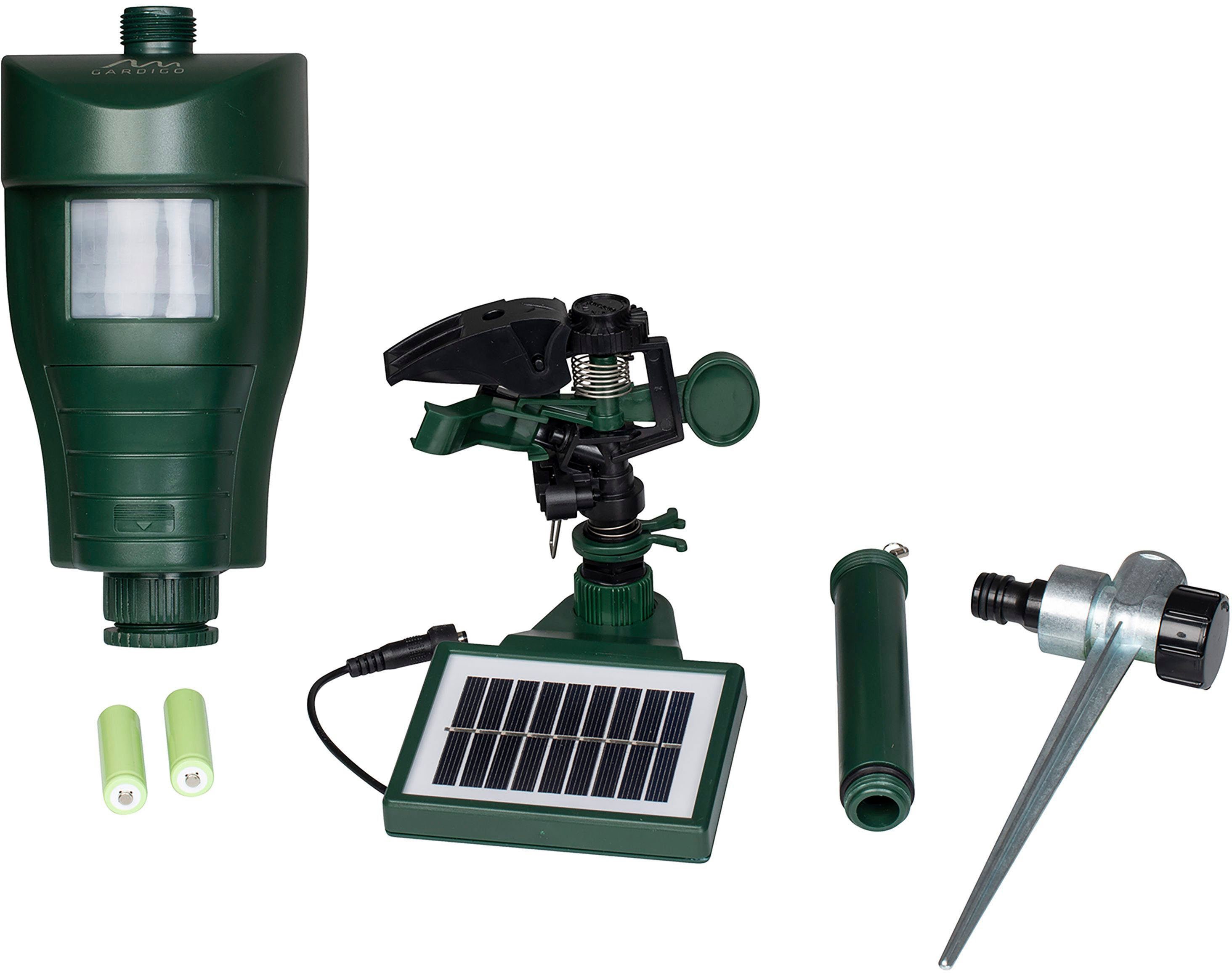 Gardigo Wasserstrahl-Tiervertreiber Solar Wasser-Tierabwehr, mit Solarpanel  und Akku, Die Wasser Tierabwehr hält Ihren Garten von unerwünschten  Besuchern frei