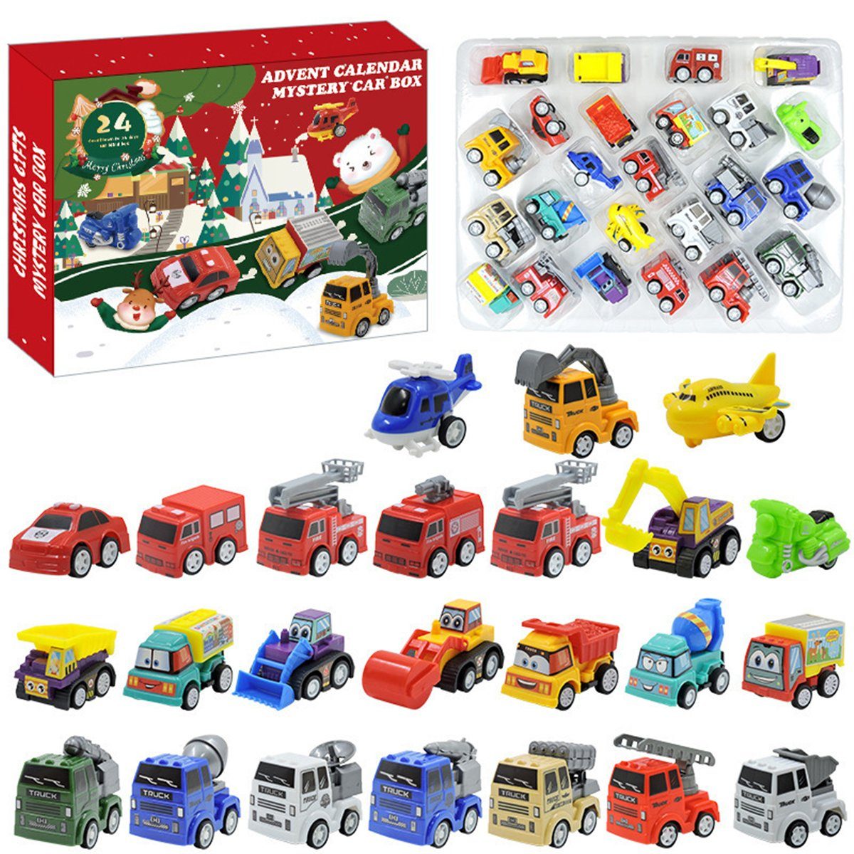 perfektes Sterne Weihnachtsgeschenk Adventskalender Kinder-Autospielzeug-Adventskalender, Die