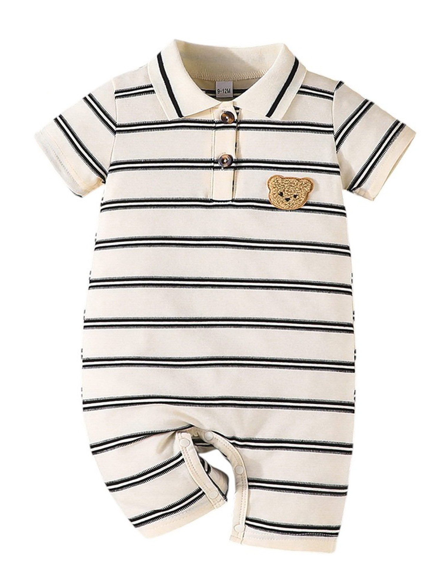 Lapastyle Strampler Sommer gestreifter Body für Babys (Jungen Mädchen) mit Bärenaufnähern (1-tlg) Lässige Jumpsuits, Pyjamas, Loungewear