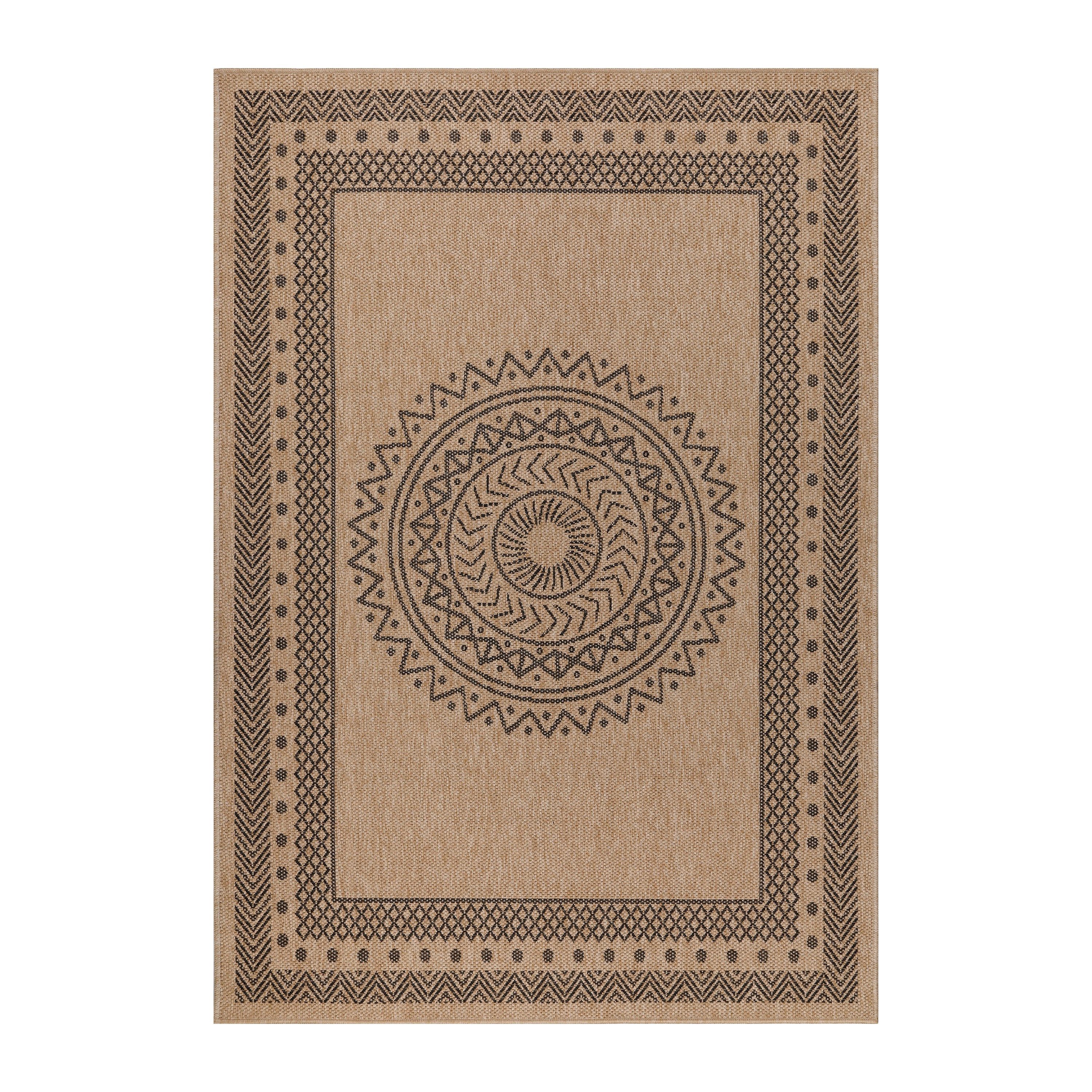 Teppium Teppich Vintage Design, Rechteckig, Höhe: 5 mm, Outdoor Teppich Vintage Design Natur Optik für Küche Balkon Terrasse