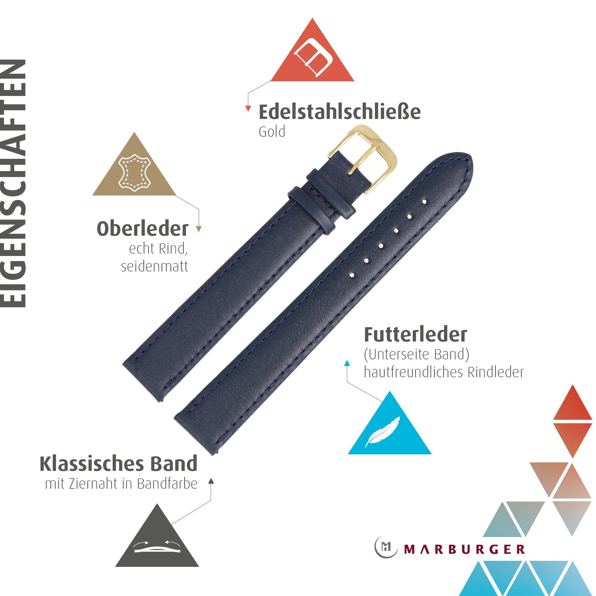 MARBURGER Uhrenarmband 22mm Leder XXL Extra günstig online kaufen