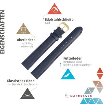 MARBURGER Uhrenarmband 22mm Leder XXL Extra Lang