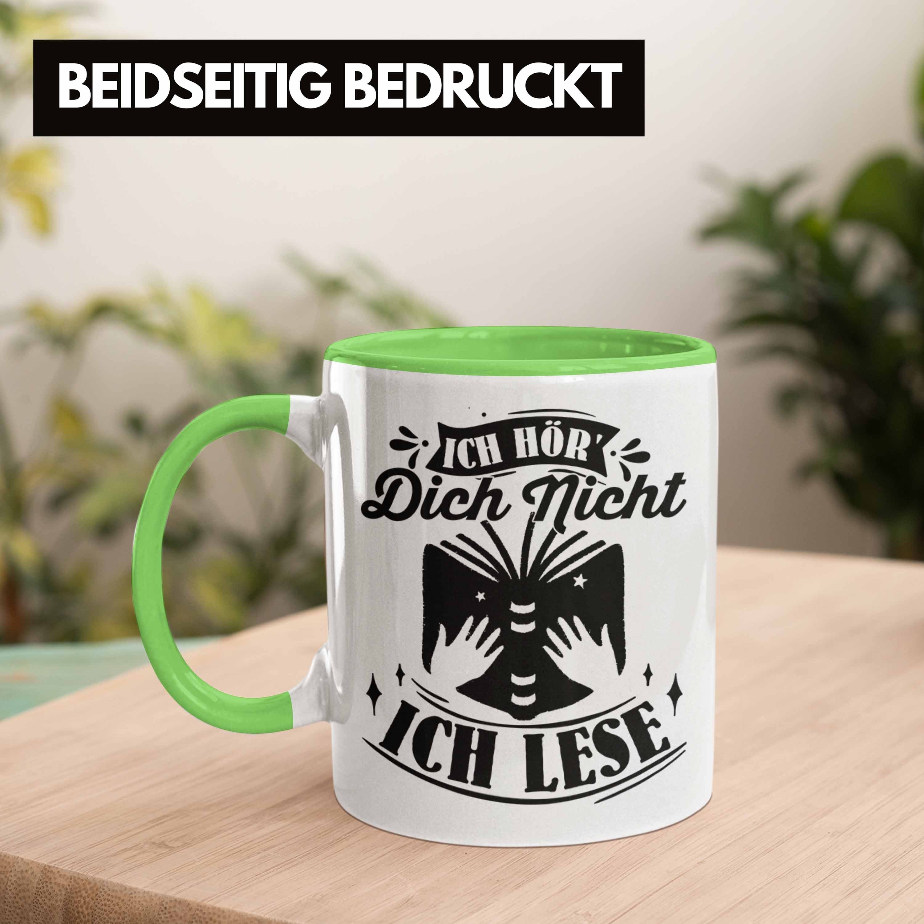 Tasse Lesen Leseratte Kaffee-Becher Geschenkidee Grün Bücher Geschenk Tasse Trendation Leser