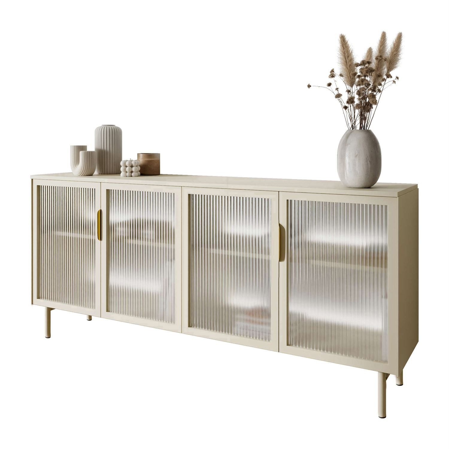 Lookway Kommode LINEA mit Glastüren und LED-Beleuchtung