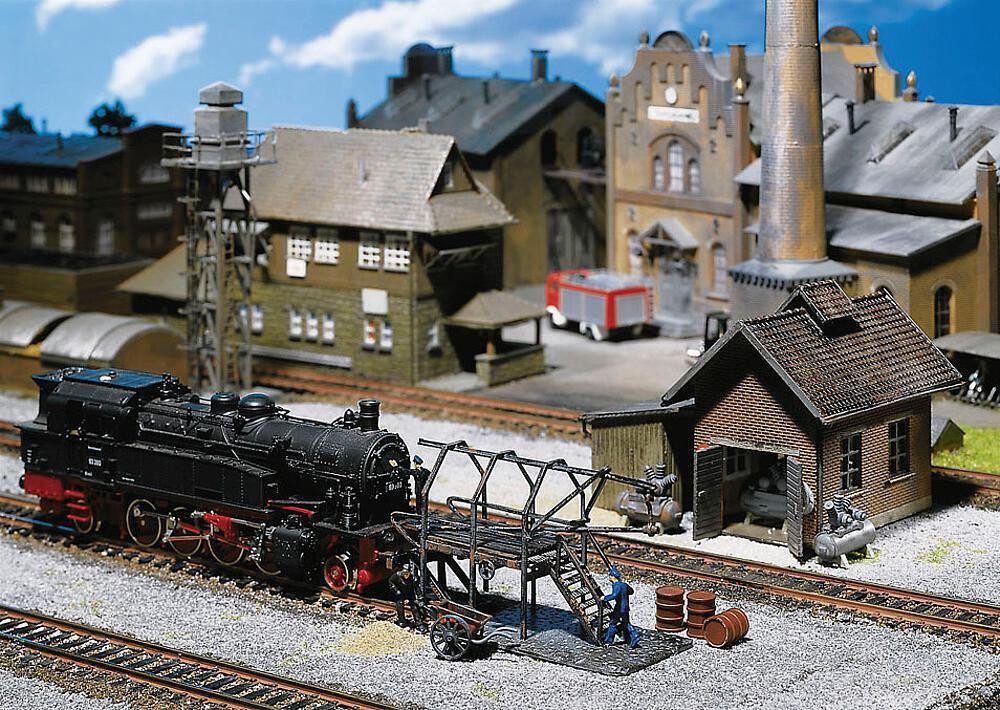 Faller Modelleisenbahn-Baustelle Faller H0 120139 Kompressorhaus, Rohrblasgerüst, Schürhakengestell