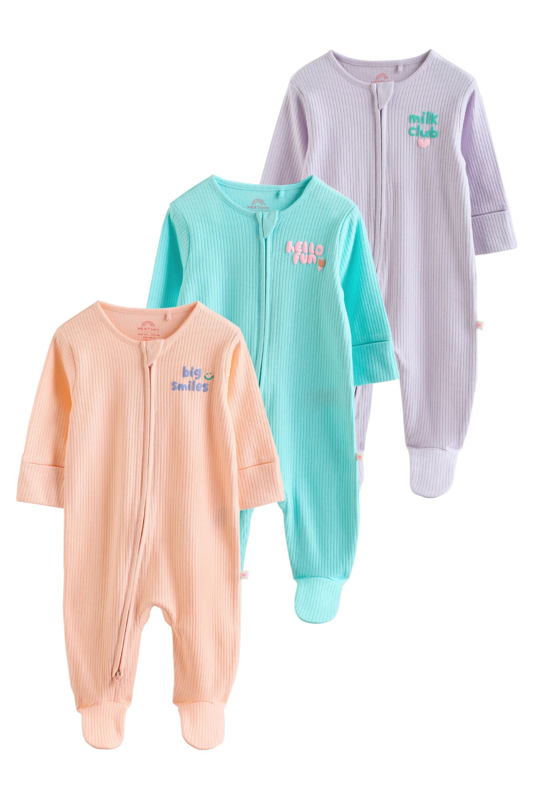 Schlafoverall Babyschlafanzüge mit Zweiwege-RV, 3er-Pack