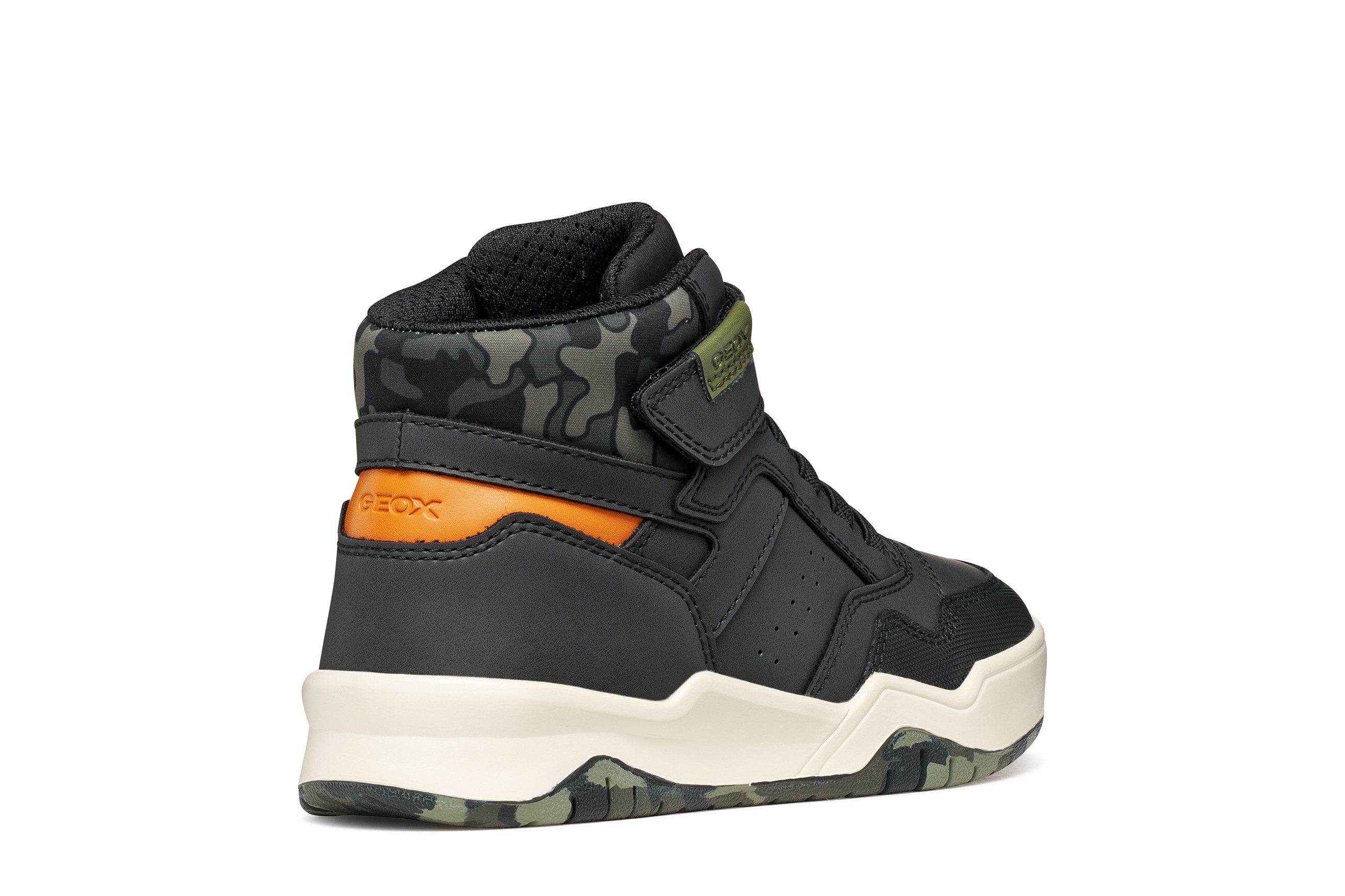 Geox J PERTH BOY Sneaker Freizeitschuh mit Kontrastbesätzen, Gummizug und Klettriemchen