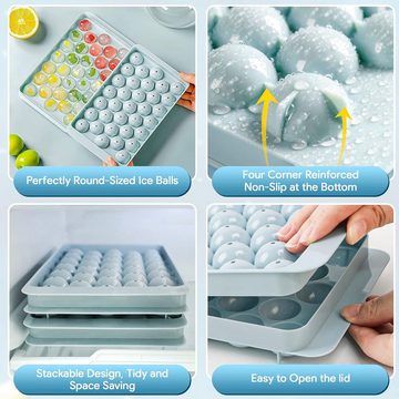 Hiwest Eiswürfelform Kleine Eiswürfelform Kugeln Eiswürfelformen BPA-frei, Eisgitter mit 33 Fächern Schachtel + Spatel + Clip