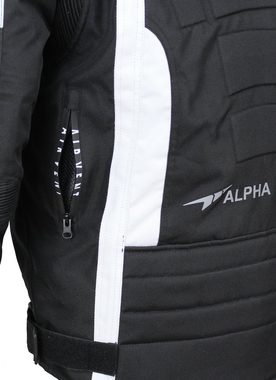 Alpha Speeds Motorradjacke Herren Motorrad Biker Textil Jacke Wasserdicht Jacke mit Protektoren Belüftungssysteme, Innenjacke ist trennbar: All Season, SLIM Weiß