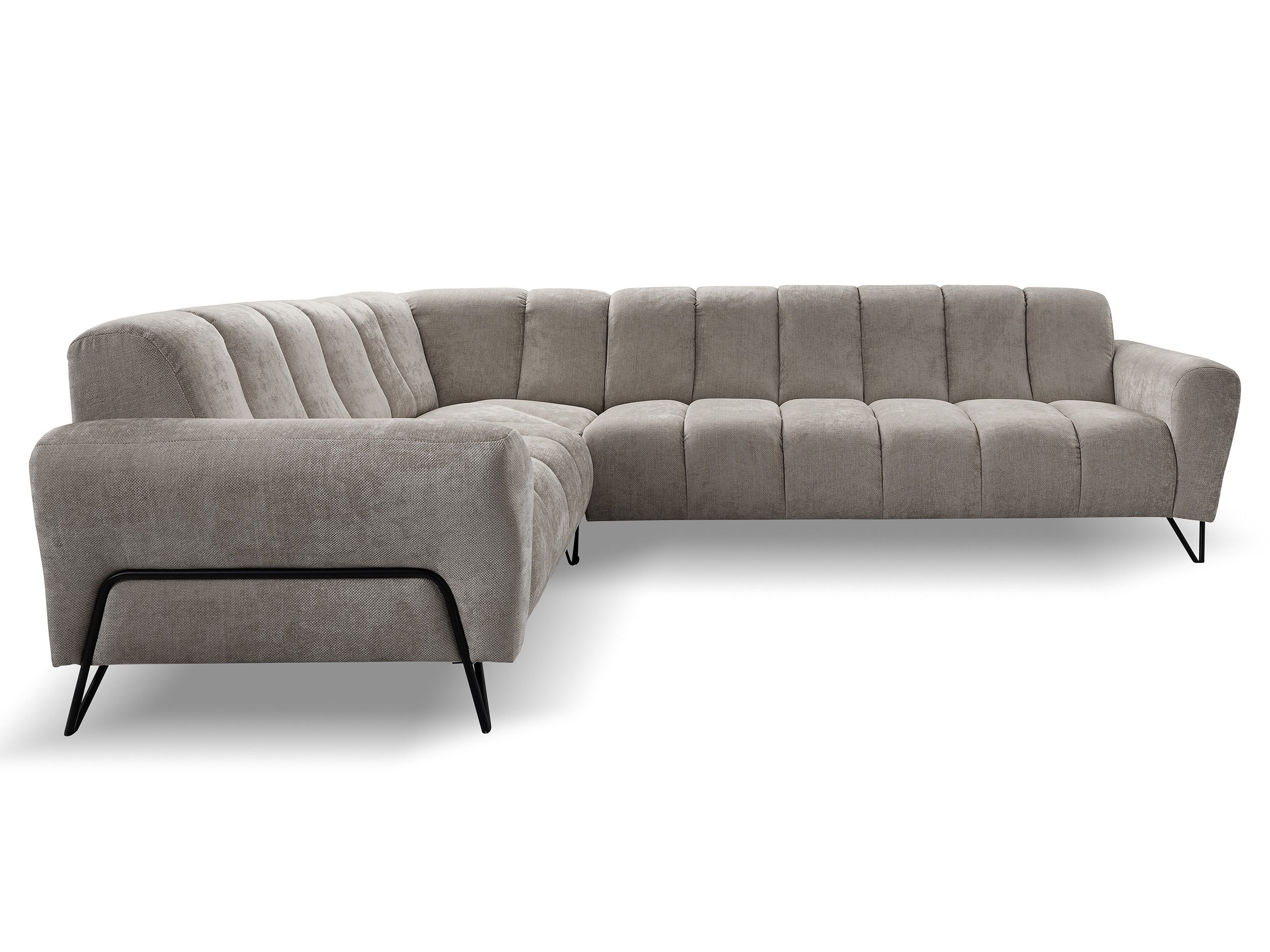 Beautysofa Ecksofa mit Metallbeine in Schwarz VOLARE L, ohne Schlaffunktion, mit höchstem Sitzkomfort – Bild 2 von 5